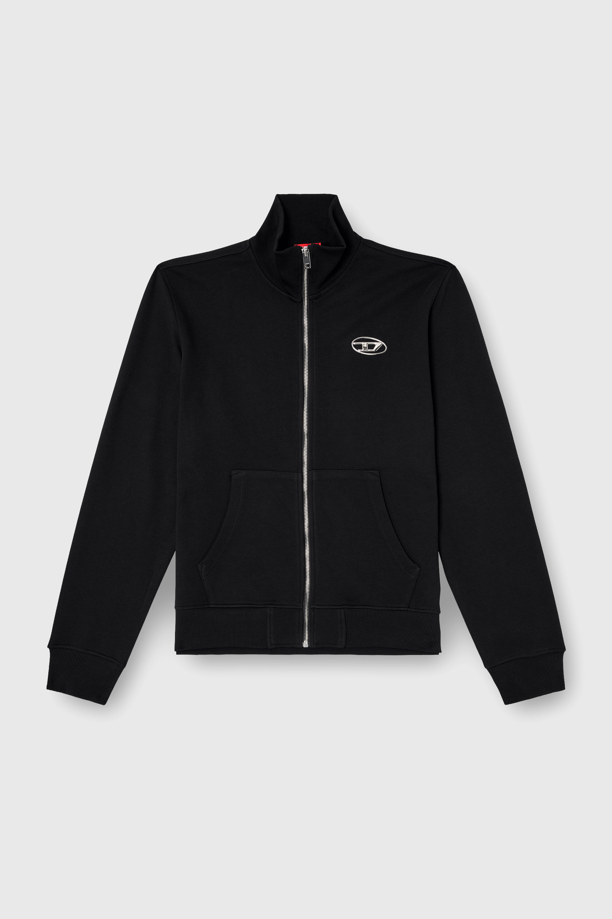 Diesel - S-GINNI-ZIP-OD, Felpa con zip e logo metallizzato Uomo in Nero - 2