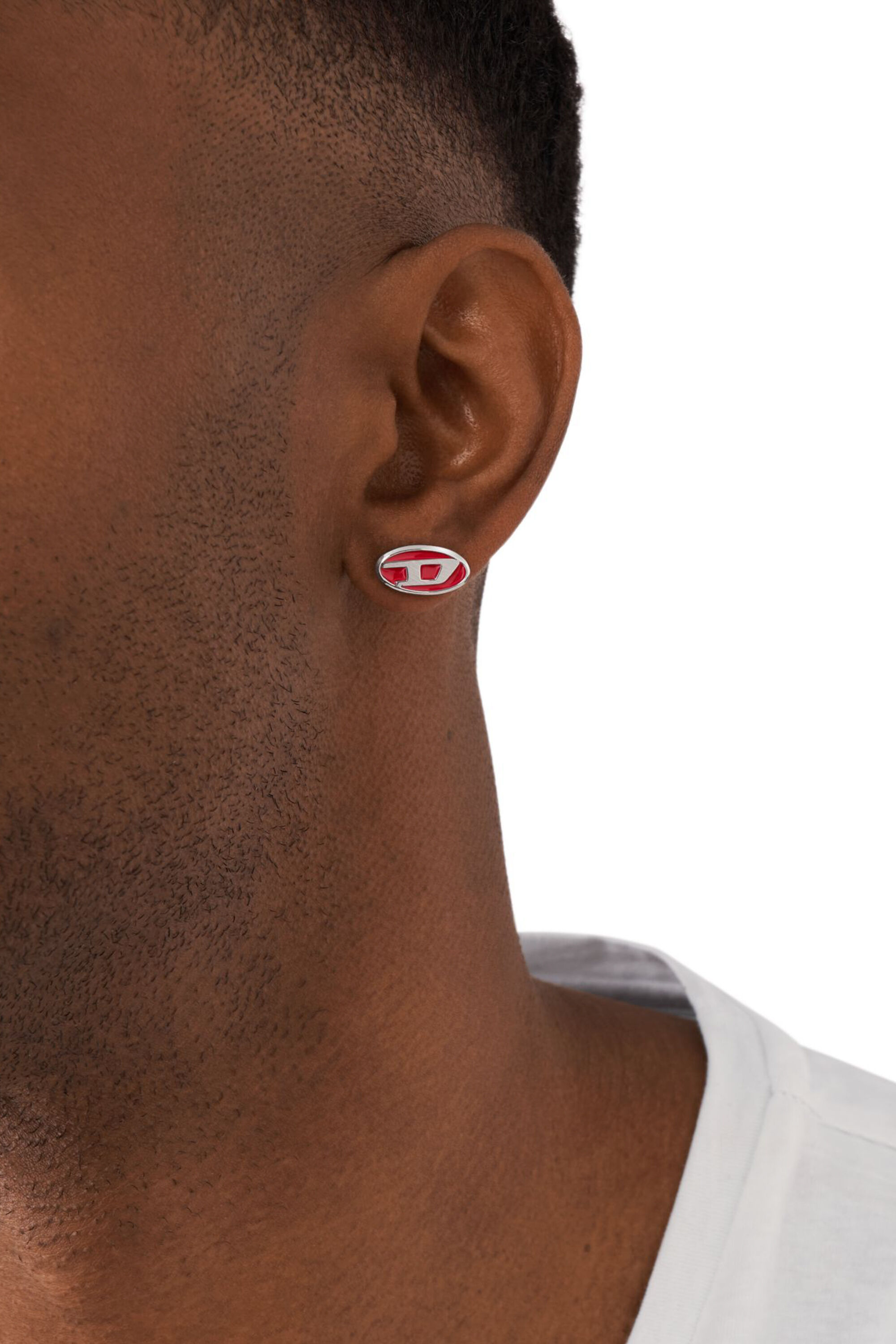 DIESELピアス Dx1443 Women's Red enamel and stainless steel single stud earring