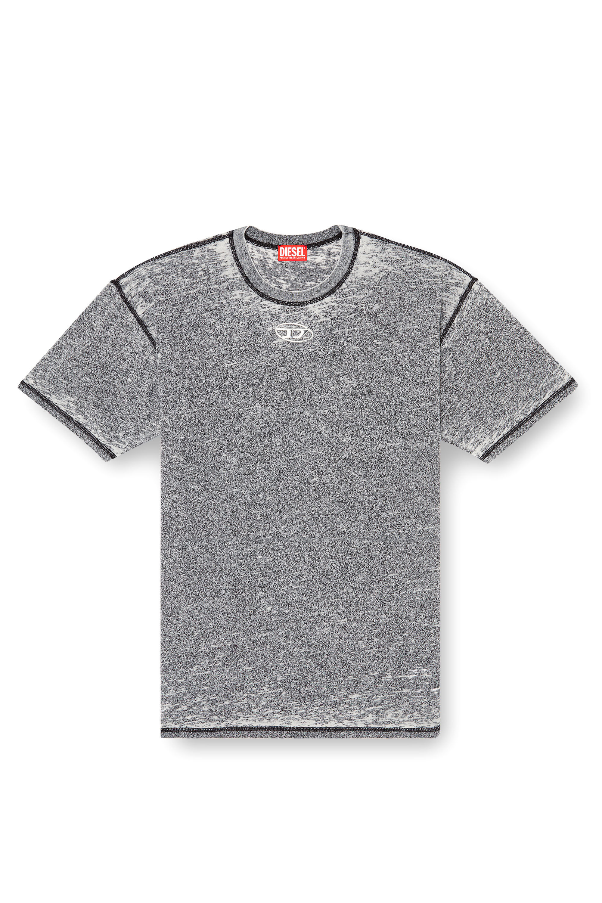 Diesel - T-BOXT-PAK, T-shirt con burnout e logo effetto cromato Uomo in Grigio - 2