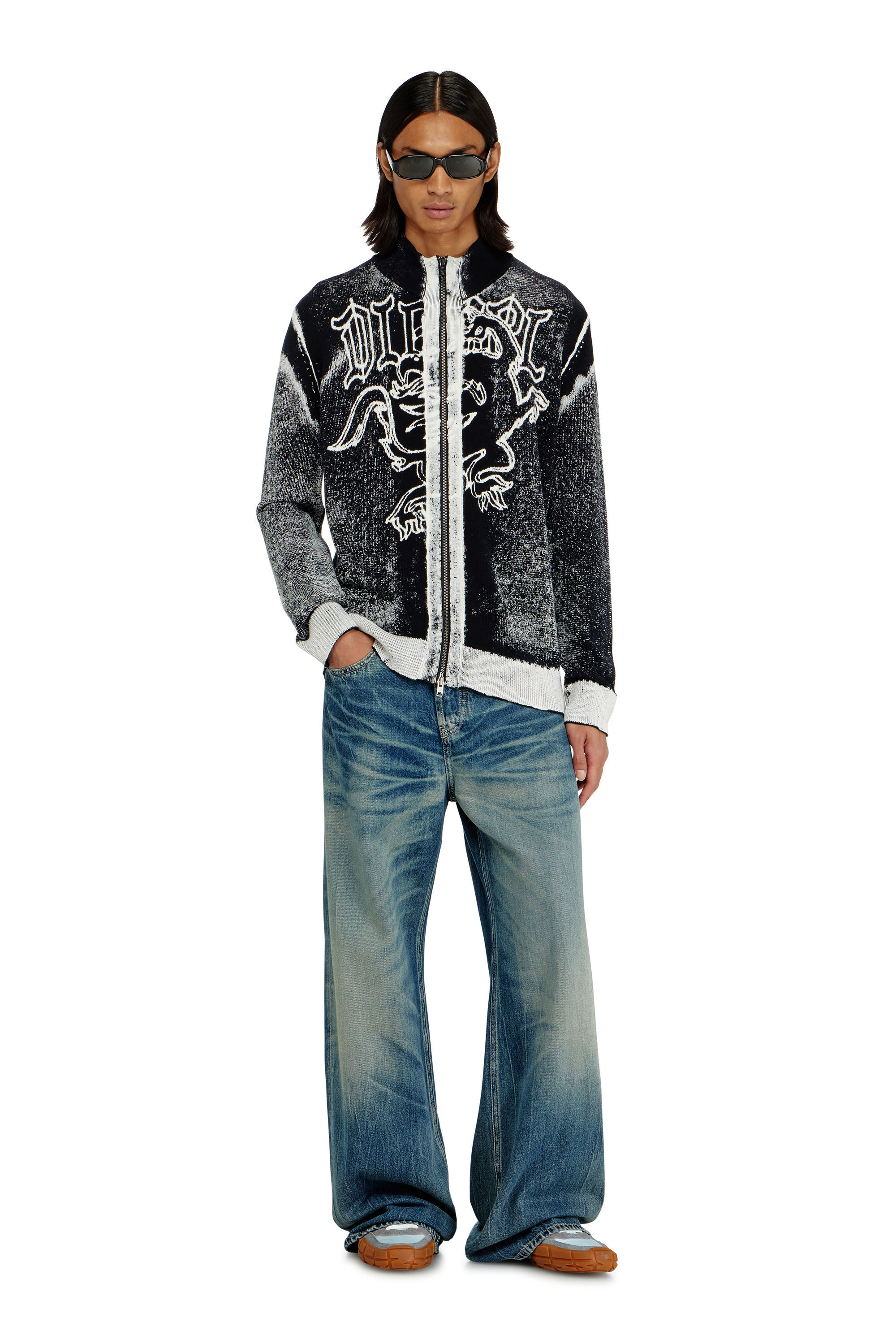 Diesel - K-LAUROS, Cardigan lavorato con motivo grifone Uomo in Multicolor - 1