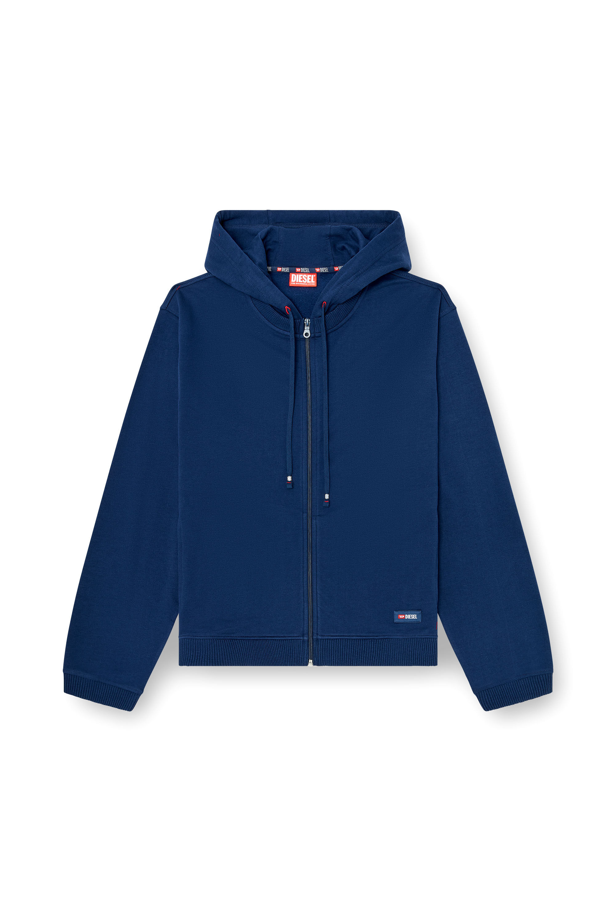Diesel - JOY-D-CORE, Felpa con cappuccio in misto cotone smerigliato Uomo in Blu - 2