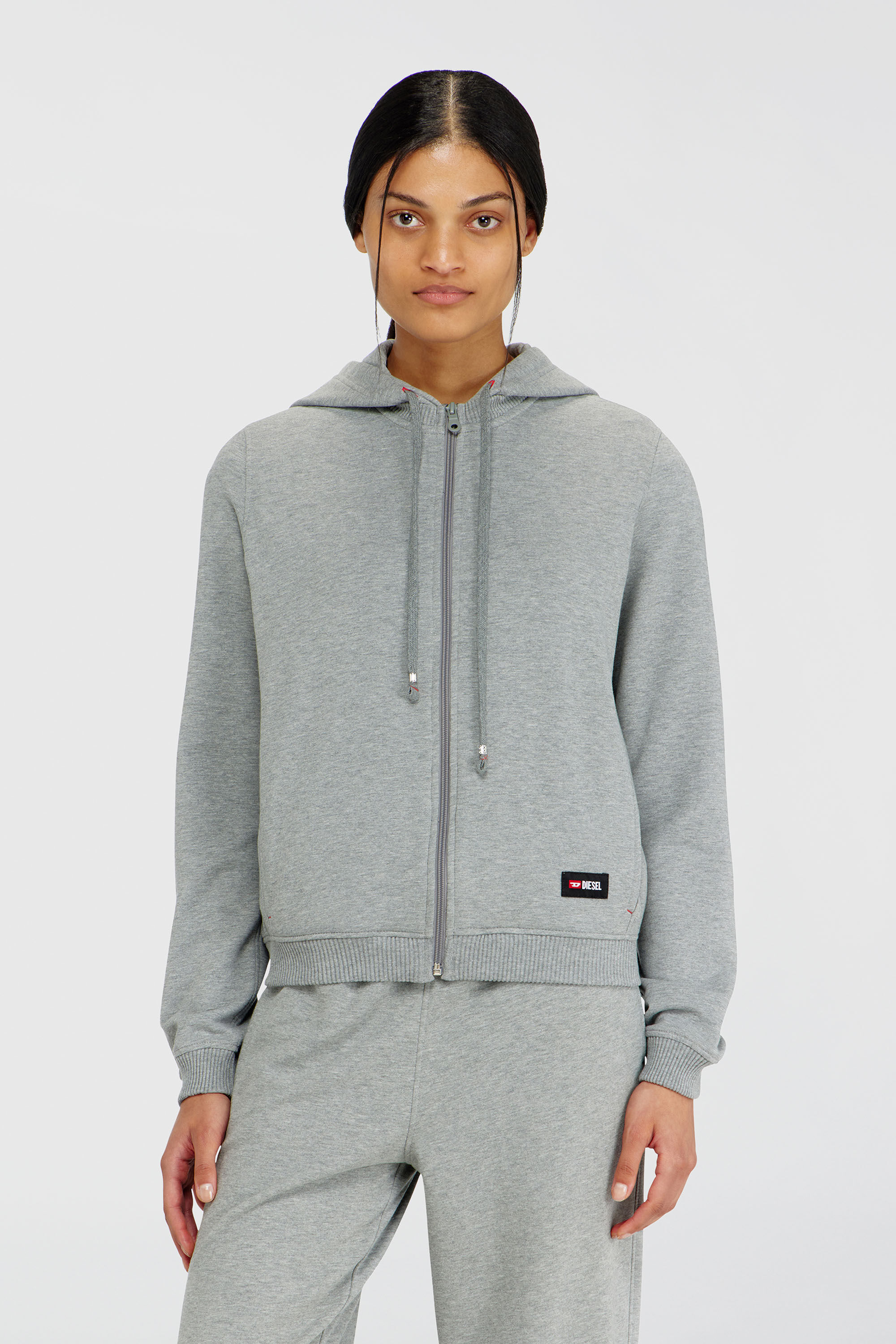 Diesel - HARRIET-D-CORE, Felpa con cappuccio in misto cotone smerigliato Donna in Grigio - 3