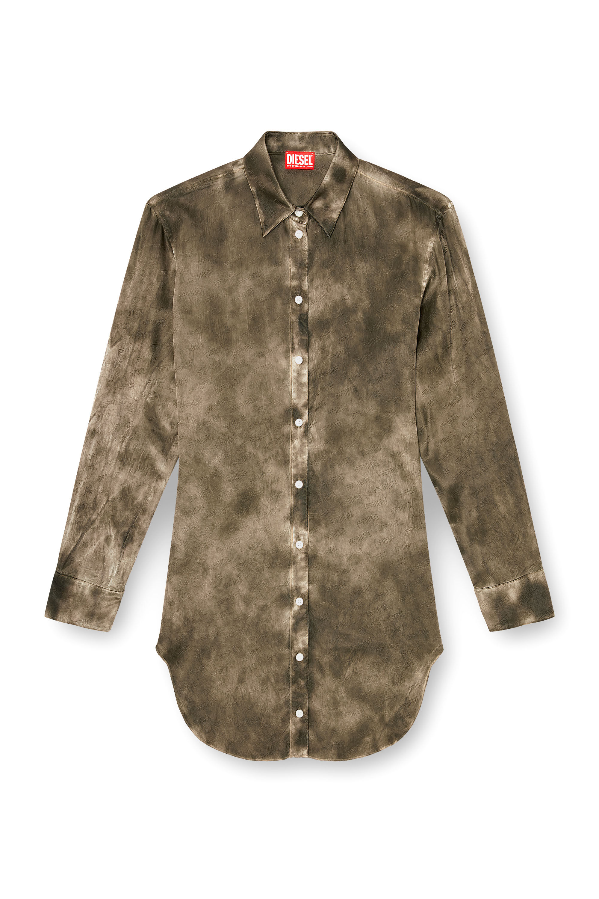 Diesel - C-LAVEL, Camicia lunga in raso crinkle jacquard con logo Donna in ToBeDefined - 2
