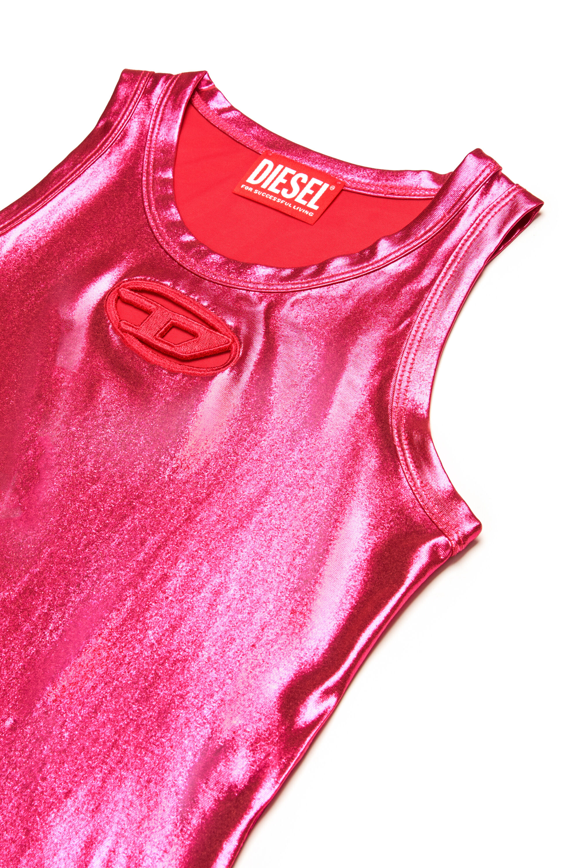 Metallic tank top with cut-out logo | Pink | 4-16 YEARS