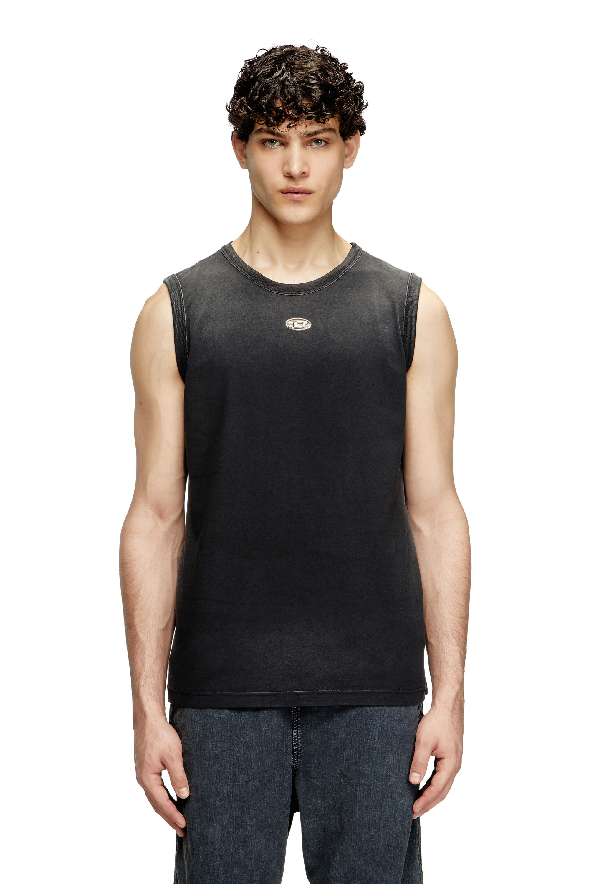 Diesel - T-BRICO-NEW, Canotta sfumata con Oval D cut-out Uomo in Nero - 3