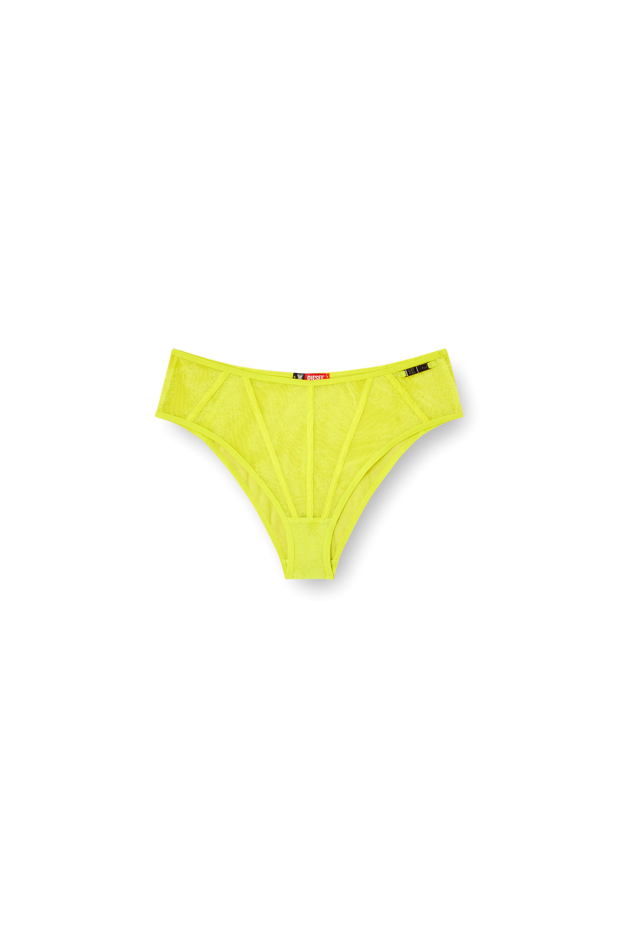 Diesel - MESH-HIGH-WAIST-BRIEF, Slip a vita alta in rete flock Donna in Verde - 2