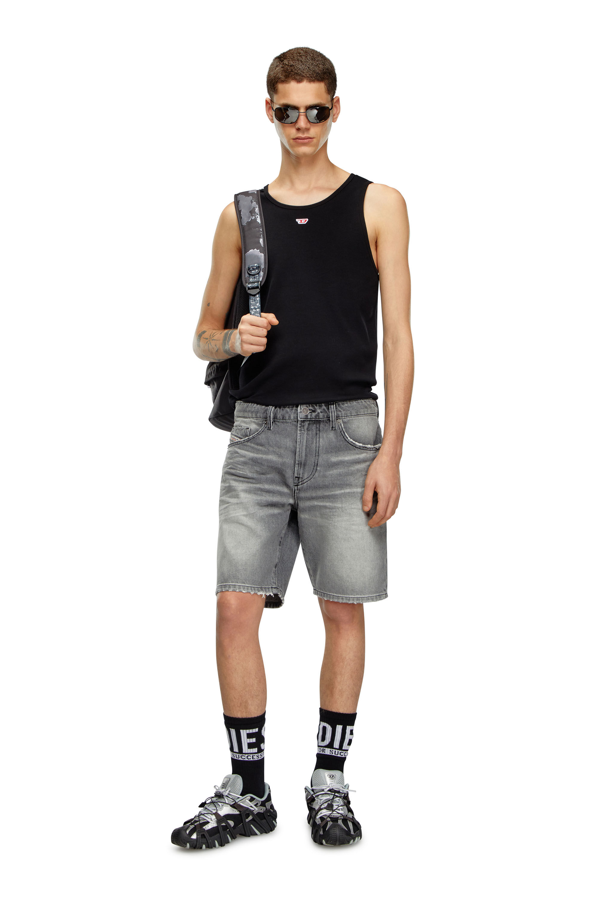 Short slim in denim Uomo Grigio Diesel