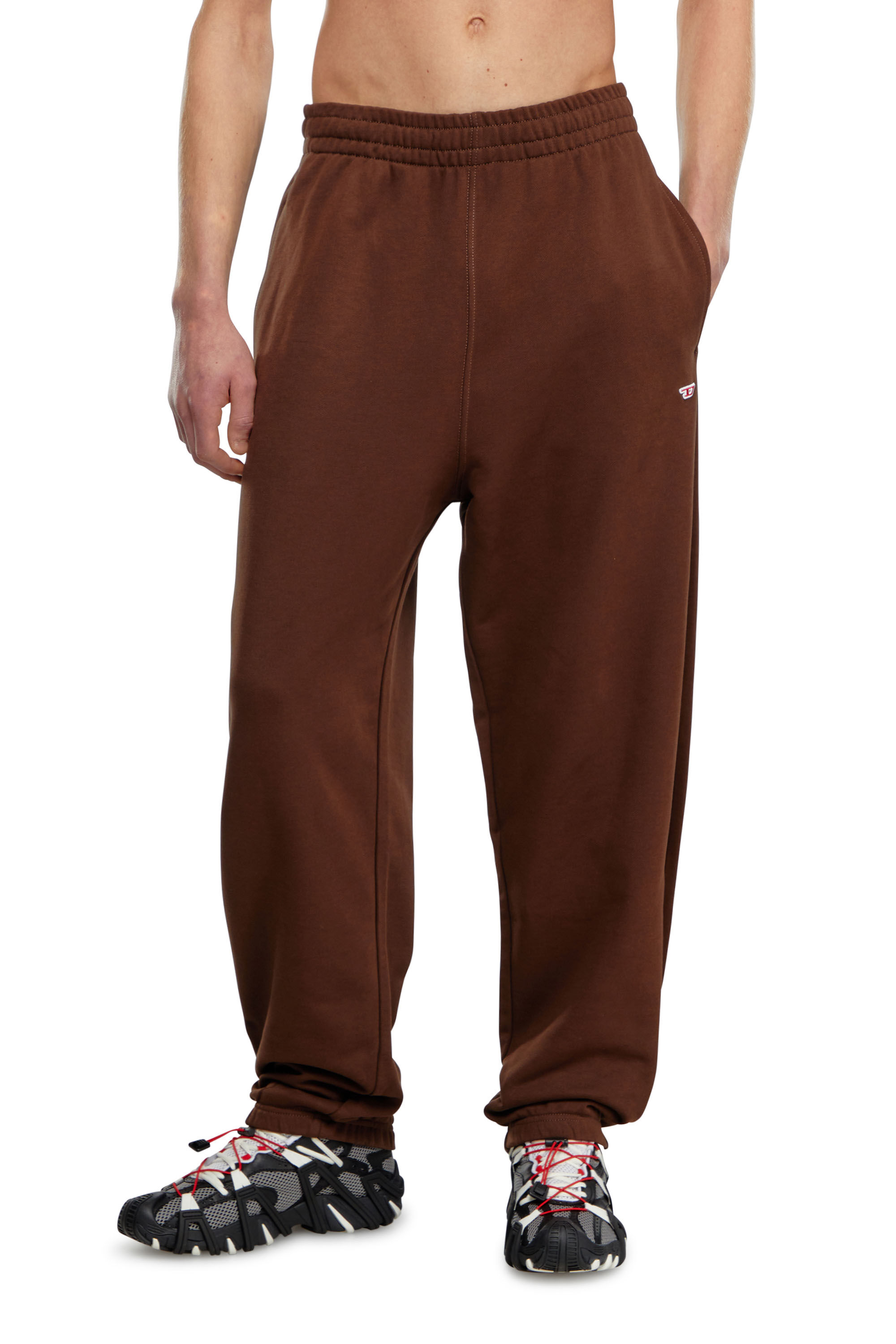 Pantaloni tuta con patch D ricamato Uomo Marrone Diesel