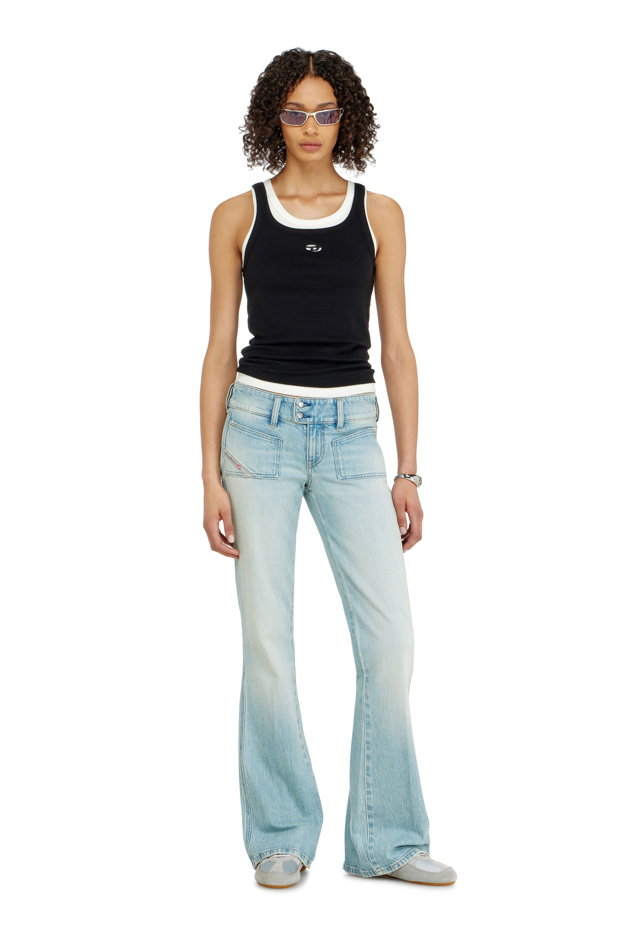Diesel - Bootcut Jeans D-Hush 0KBBX Donna, Blu Chiaro - Image 1