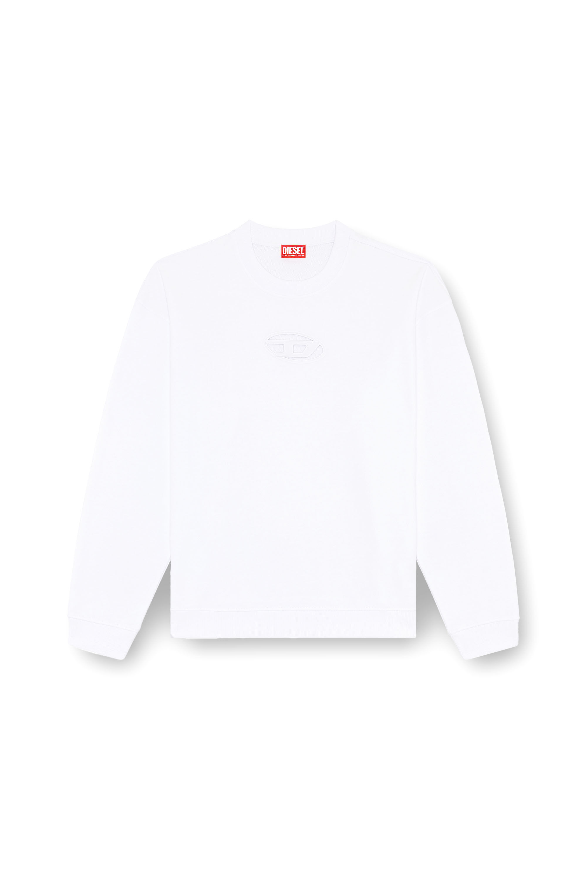 Diesel - S-BOXT-OD, Felpa con logo Oval D cut-out Uomo in Bianco - 2