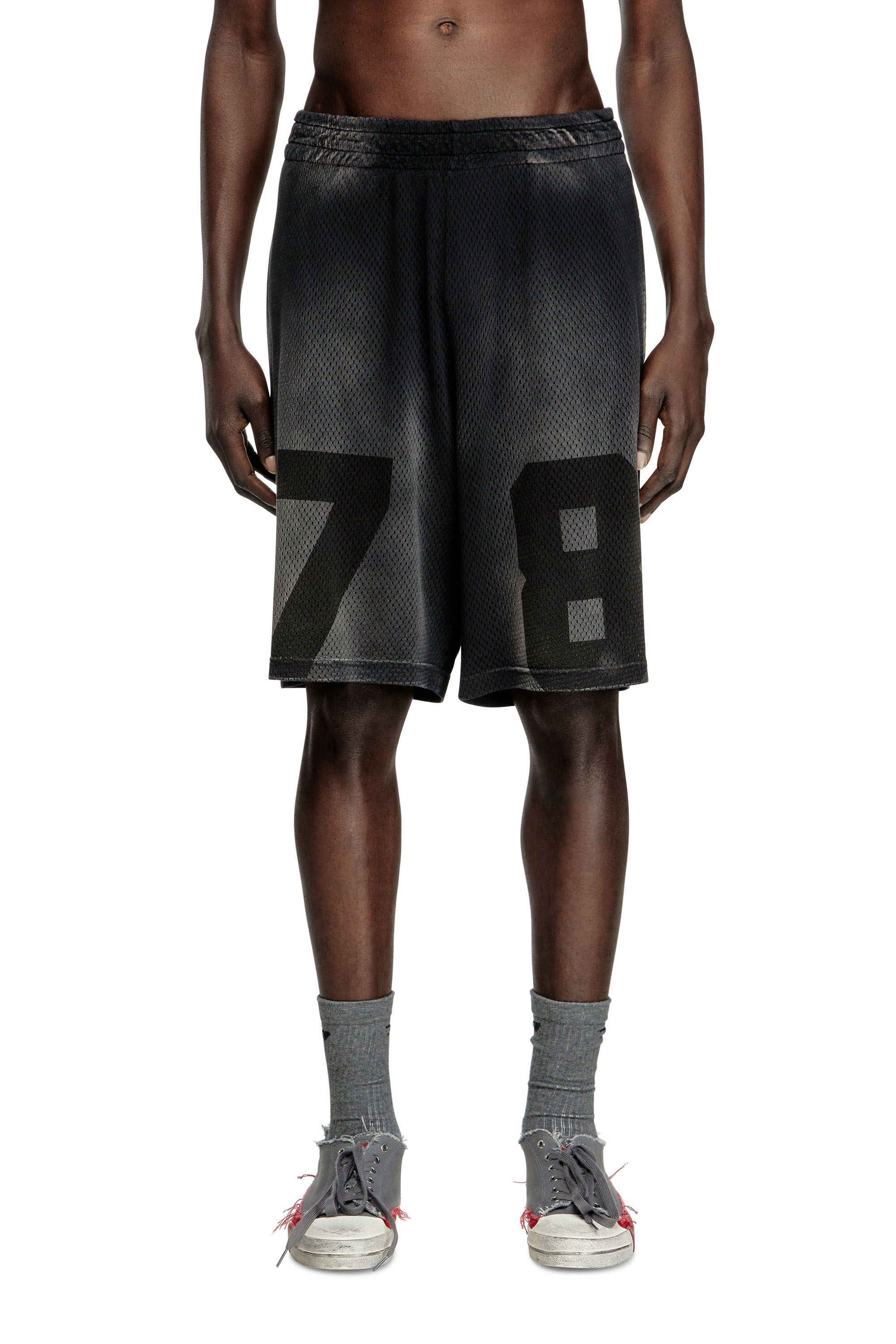 Diesel - P-TAIN-MESH, Short in jersey e felpa con effetto sfumato Uomo in Nero - 3
