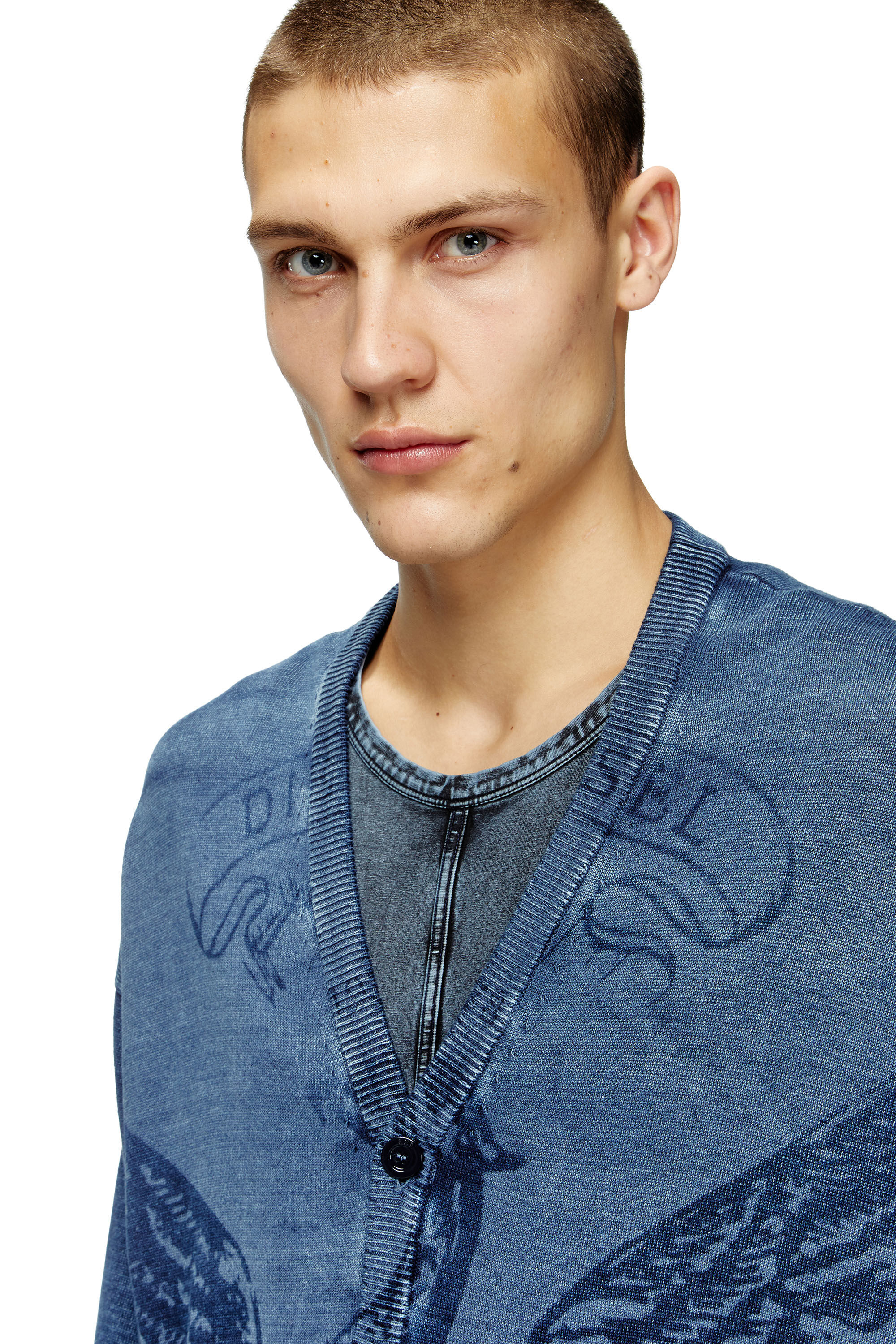 Diesel - K-FENICAR, Cardigan indaco con logo Phoenix Uomo in Blu - 5