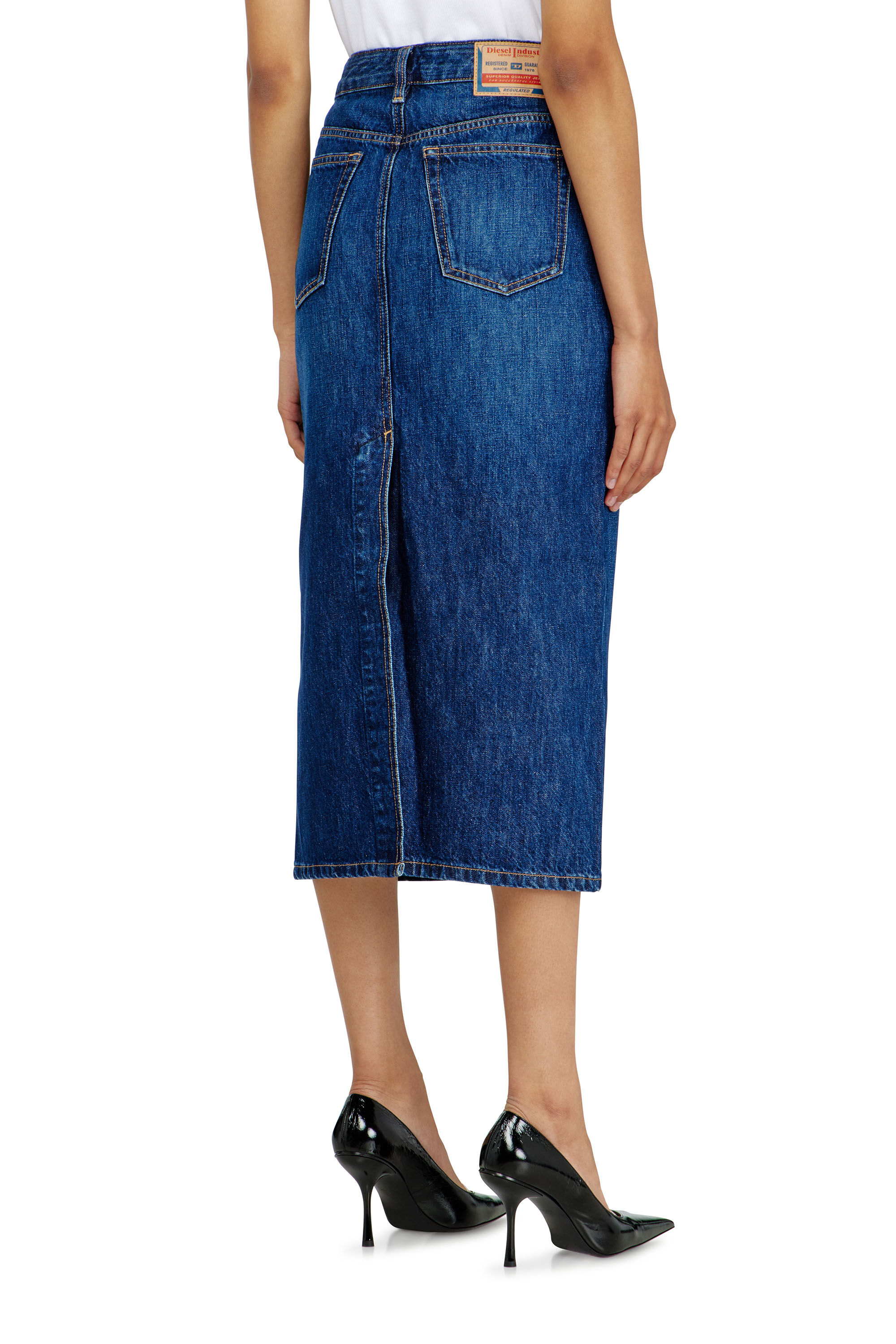 Diesel - DE-SKYE-D, Gonna midi in denim Donna in Blu - 4