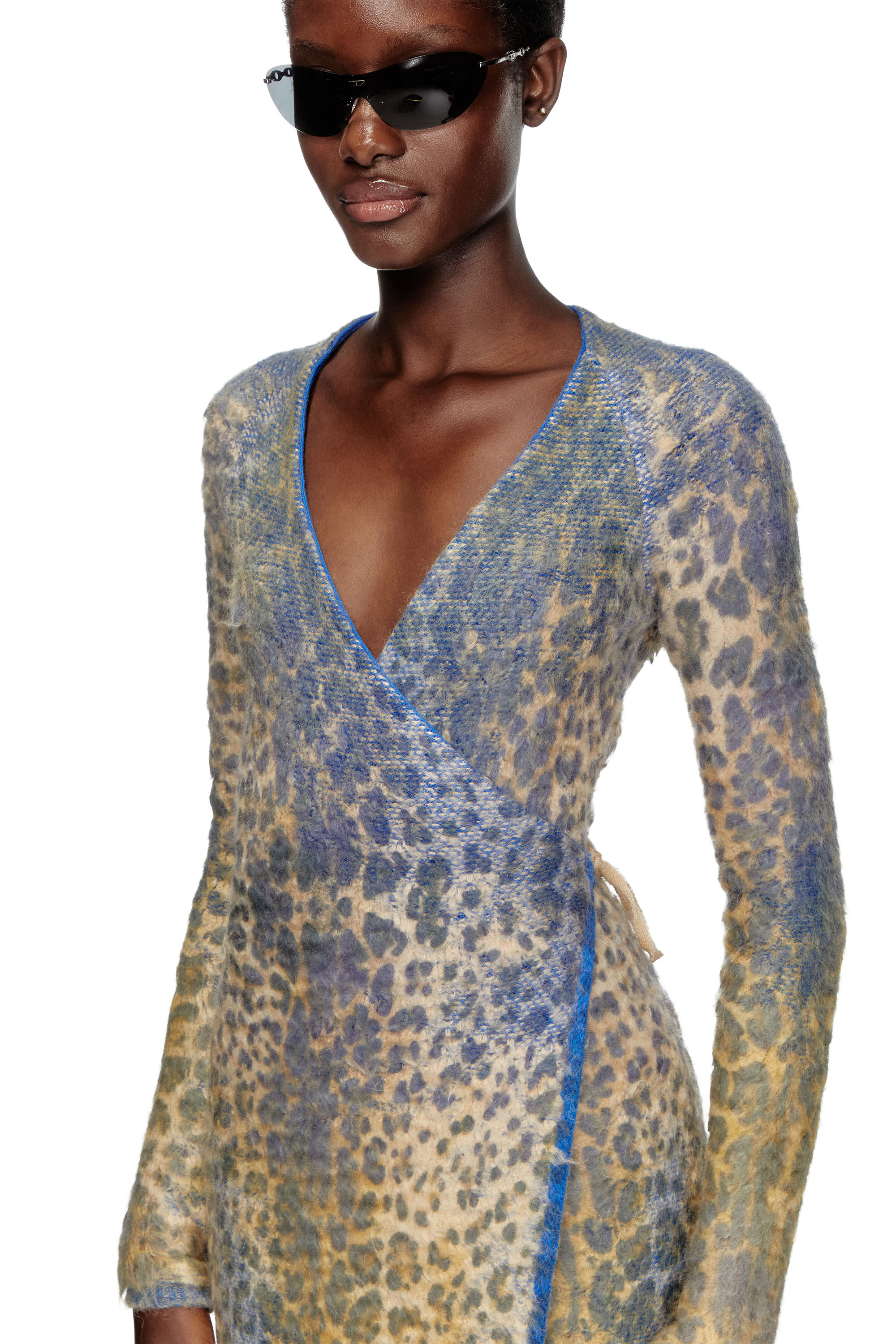 Abito animalier jacquard con devore Donna Multicolor Diesel