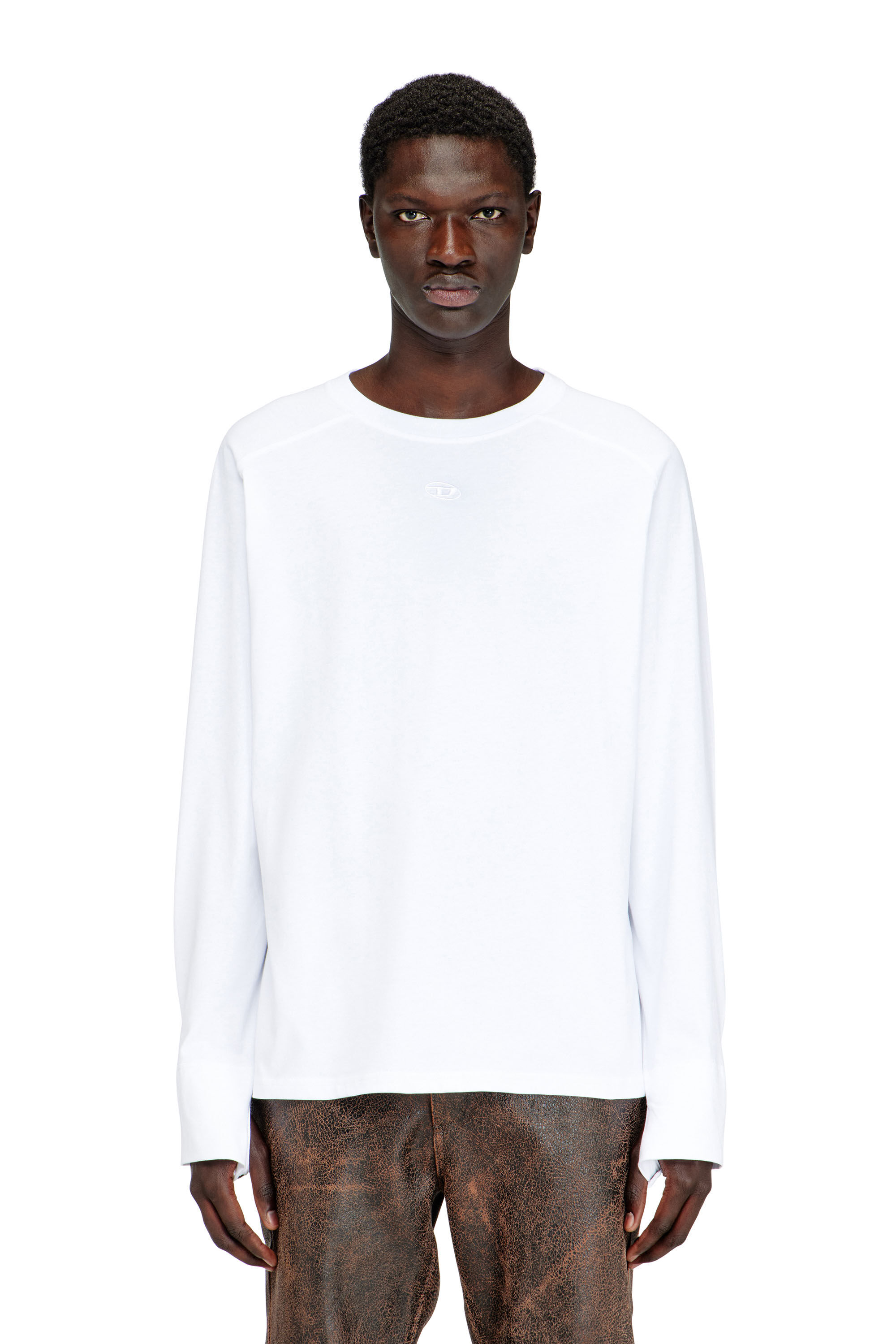 Diesel - T-KRISTIAN, T-shirt con polsino biker Uomo in Bianco - 3