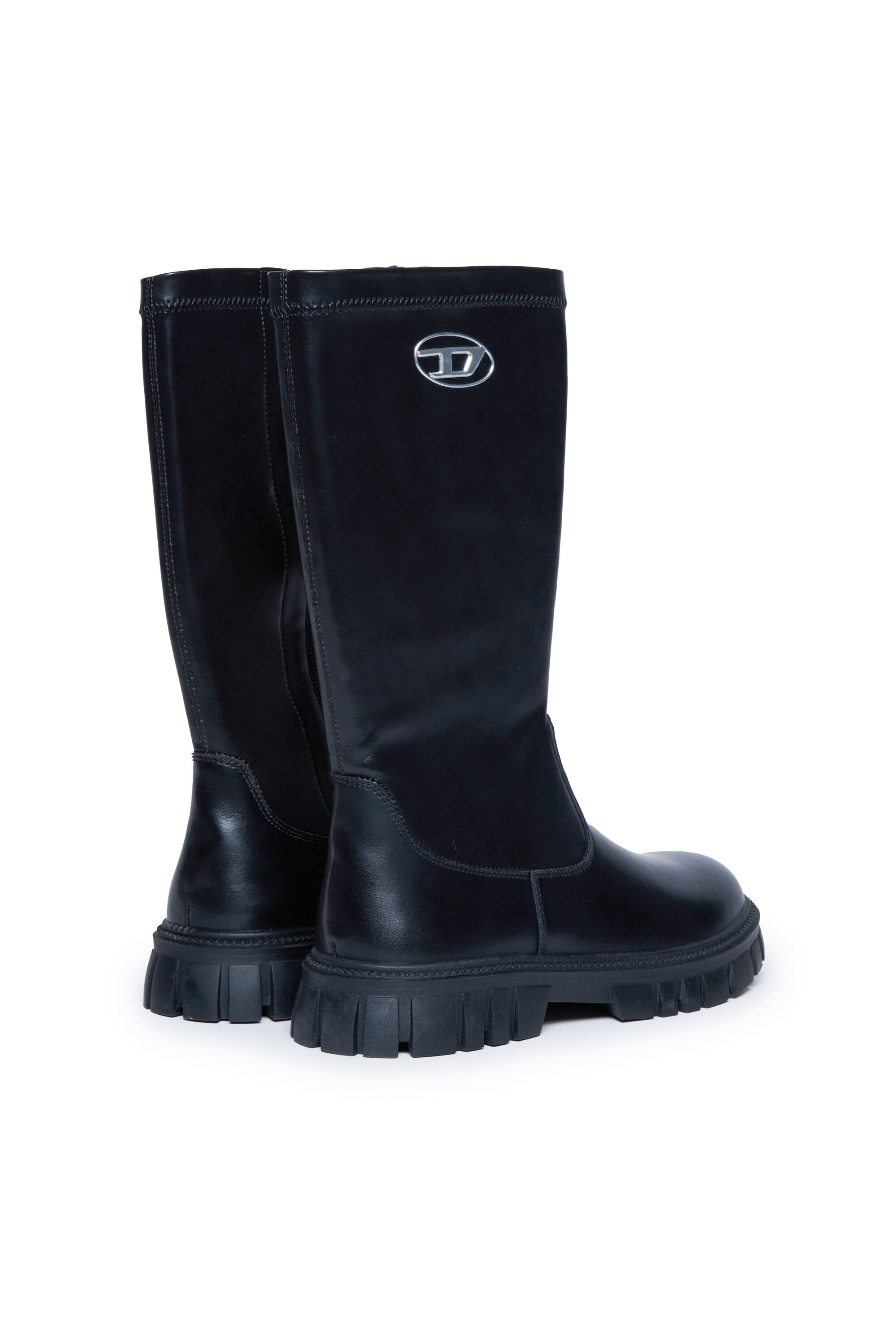 Diesel - D-HAMMER KNT, Stivali in pelle al ginocchio Unisex in Nero - 3