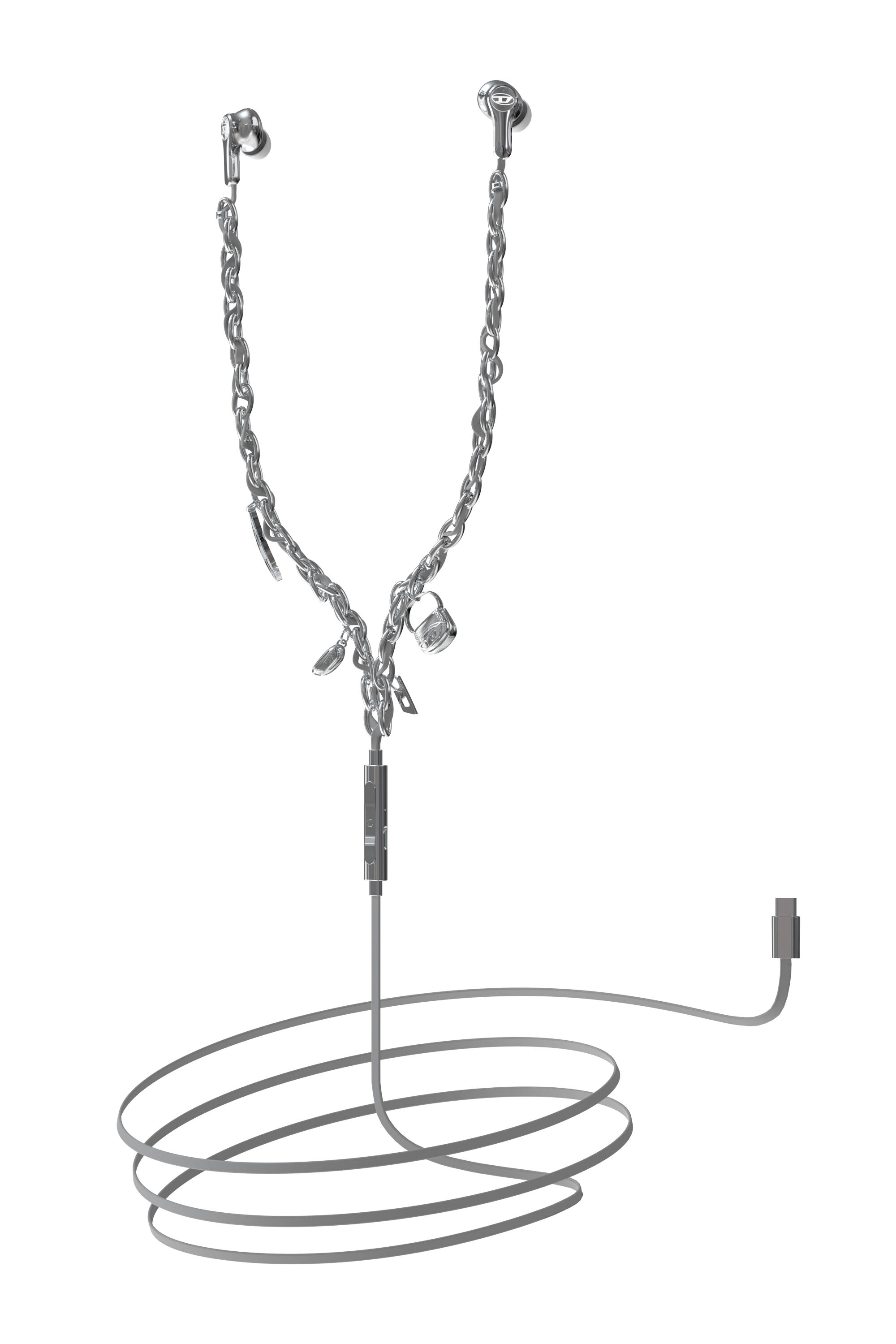 新品／DIESEL 有線イヤホン Wired Earbuds ディーゼル Women's Wired Earbuds and charms | Silver | Diesel