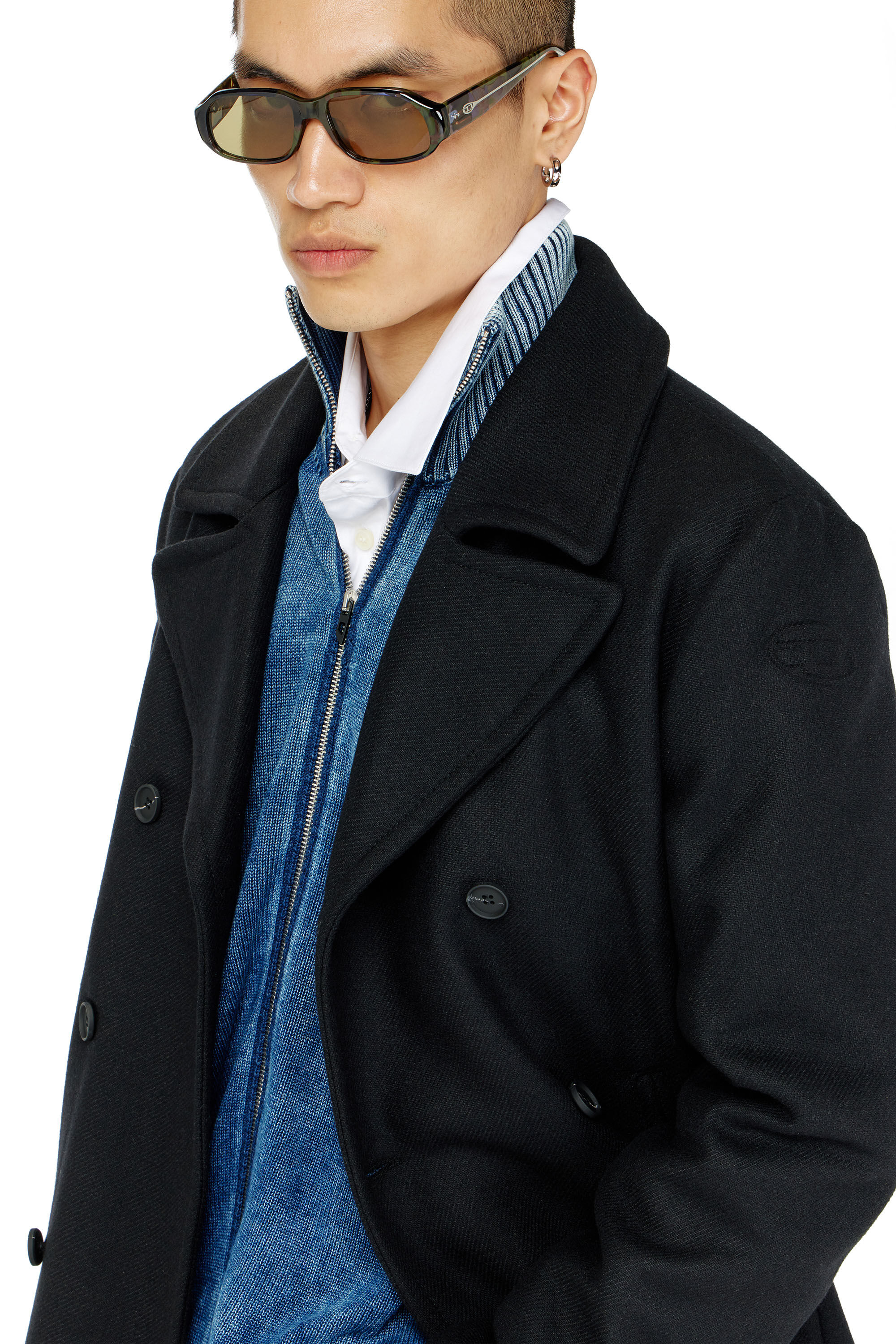 Diesel - W-HALEY-WRD, Caban in panno di lana tecnica Uomo in Nero - 5