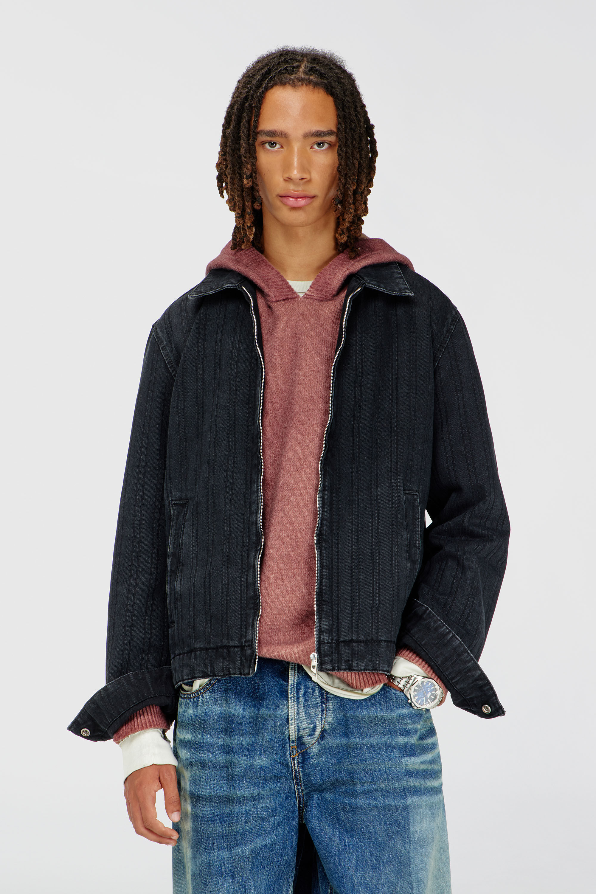 Diesel - D-ROHE, Giacca in denim gessato Uomo in Nero - 3