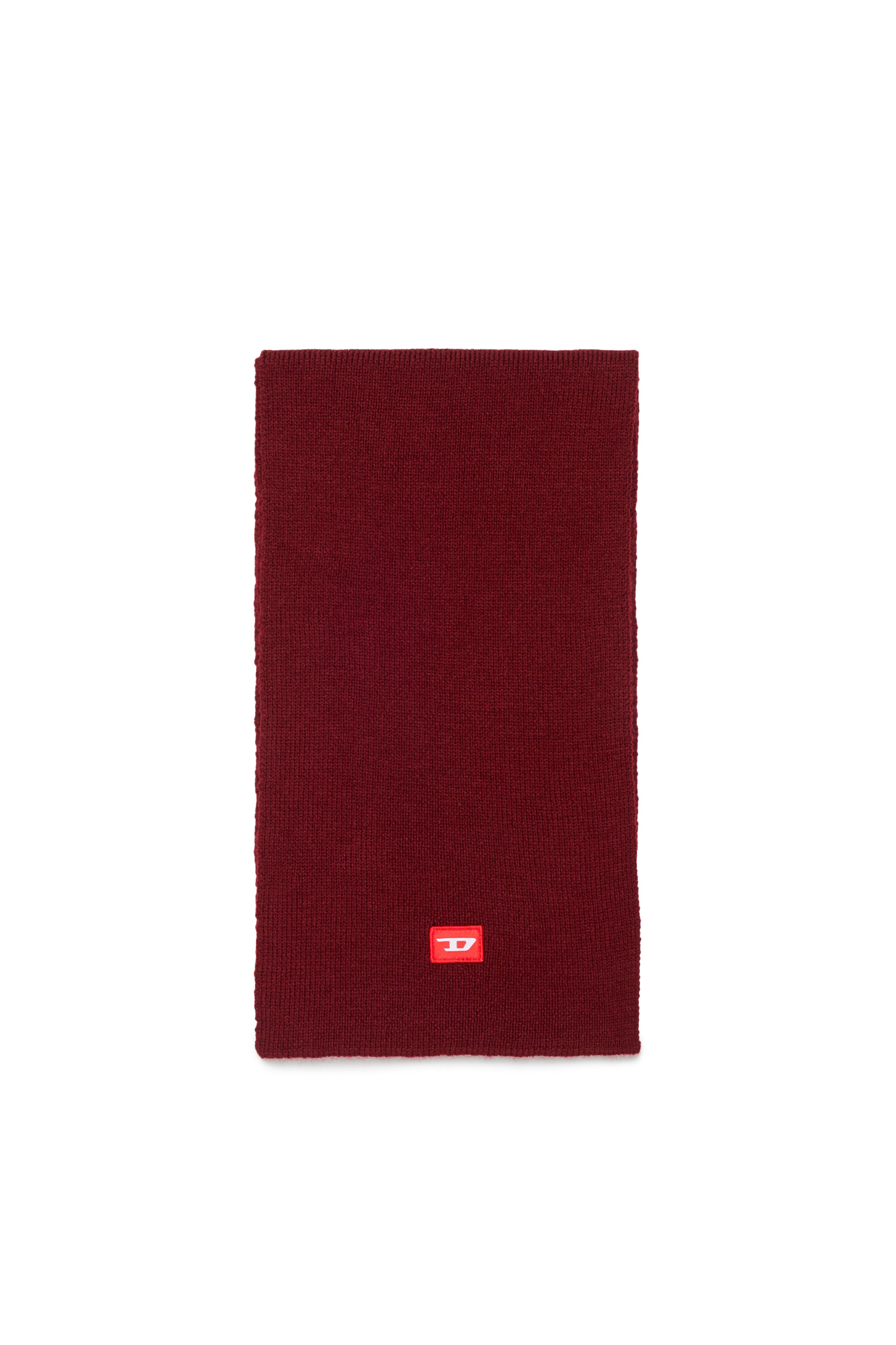 Diesel - RLOT, Sciarpa in misto lana con patch logo D Unisex in Rosso - 1