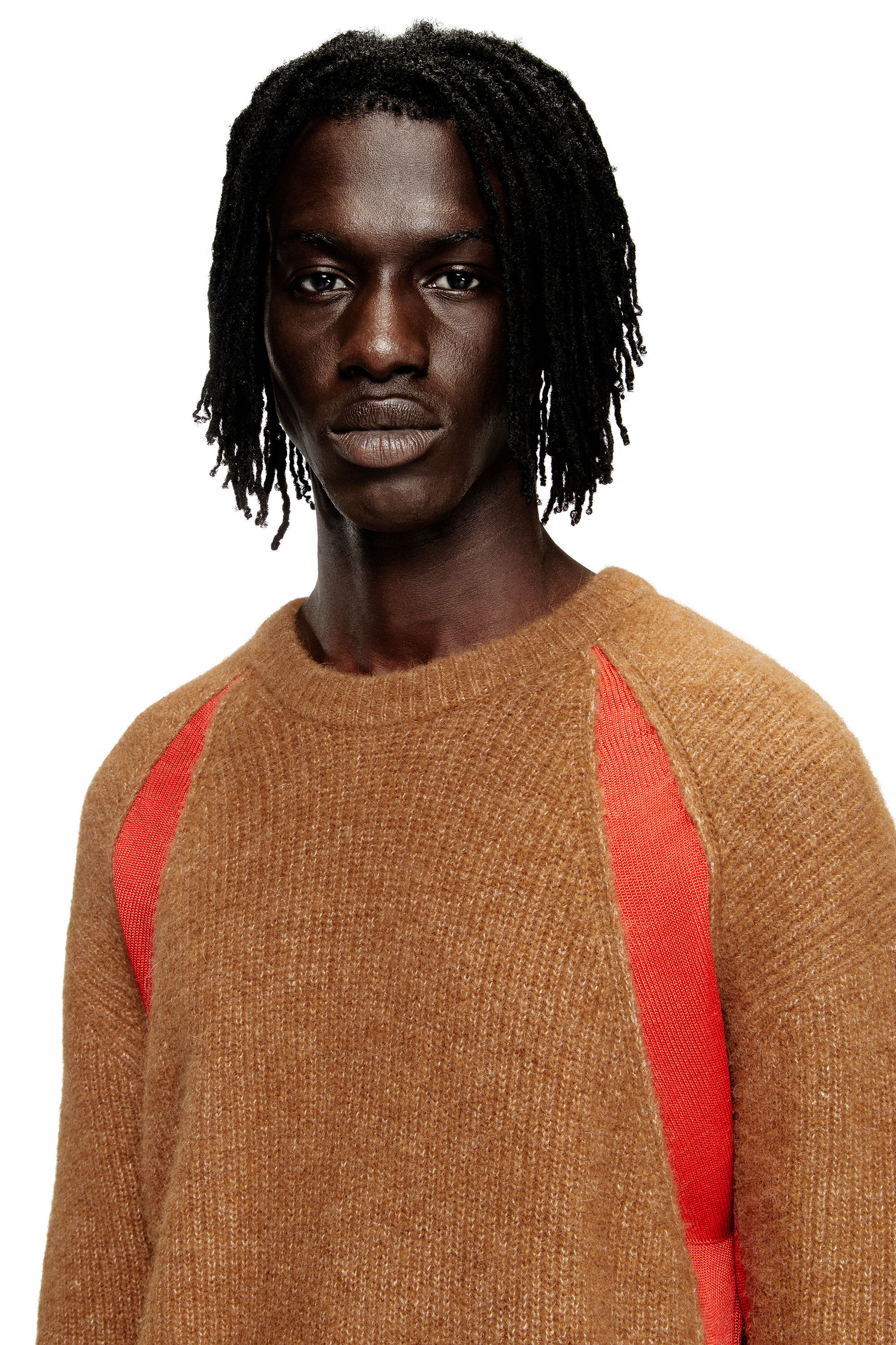 Diesel - K-LOLLO, Maglia misto alpaca con inserti a contrasto Uomo in Marrone - 5