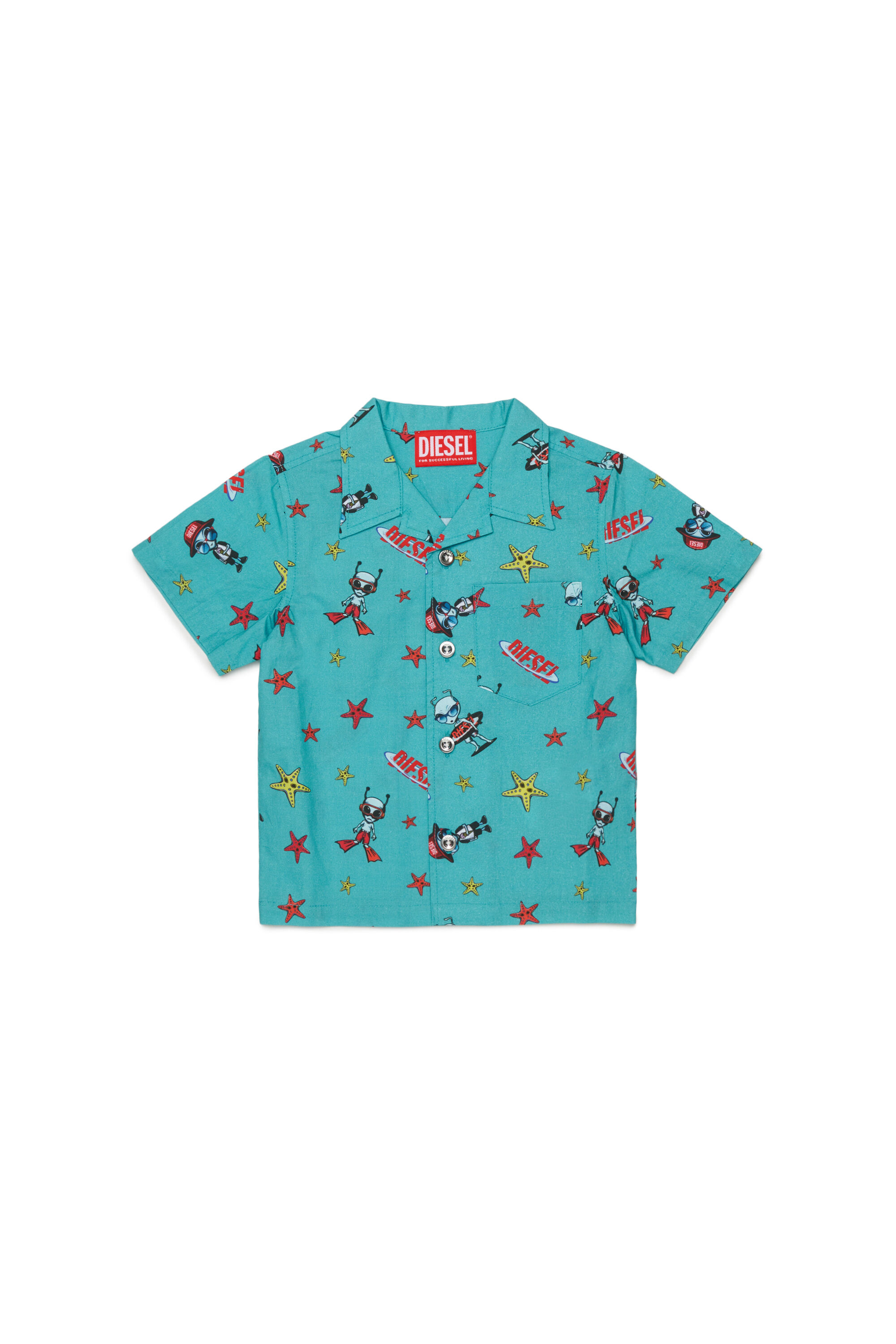 Diesel - MCALYB, Camicia di cotone con stampe all over Uomo in Verde - 1