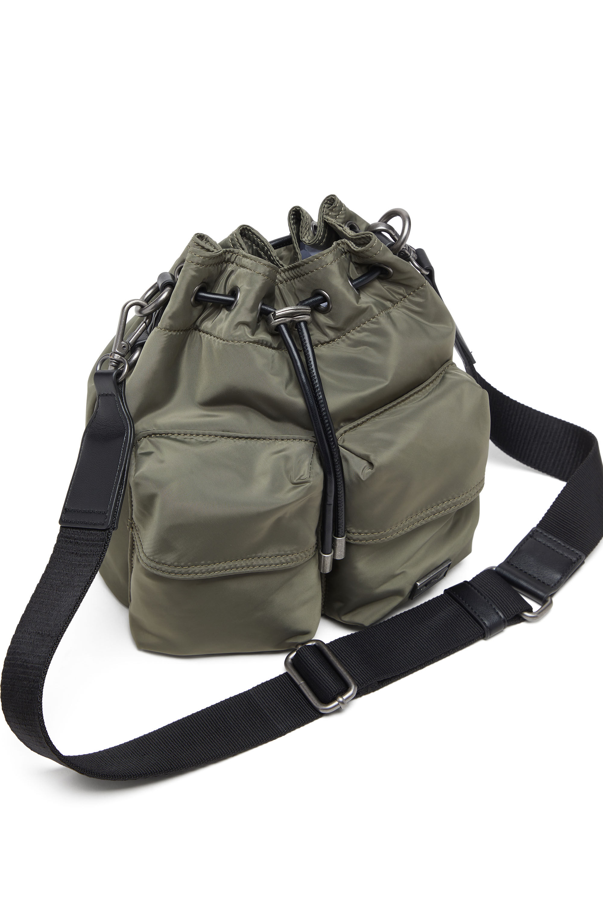 Diesel - MULTI-PKTS BUCKET X, Multi-Pkts-Borsa bucket in tessuto utility Unisex in Verde - 2