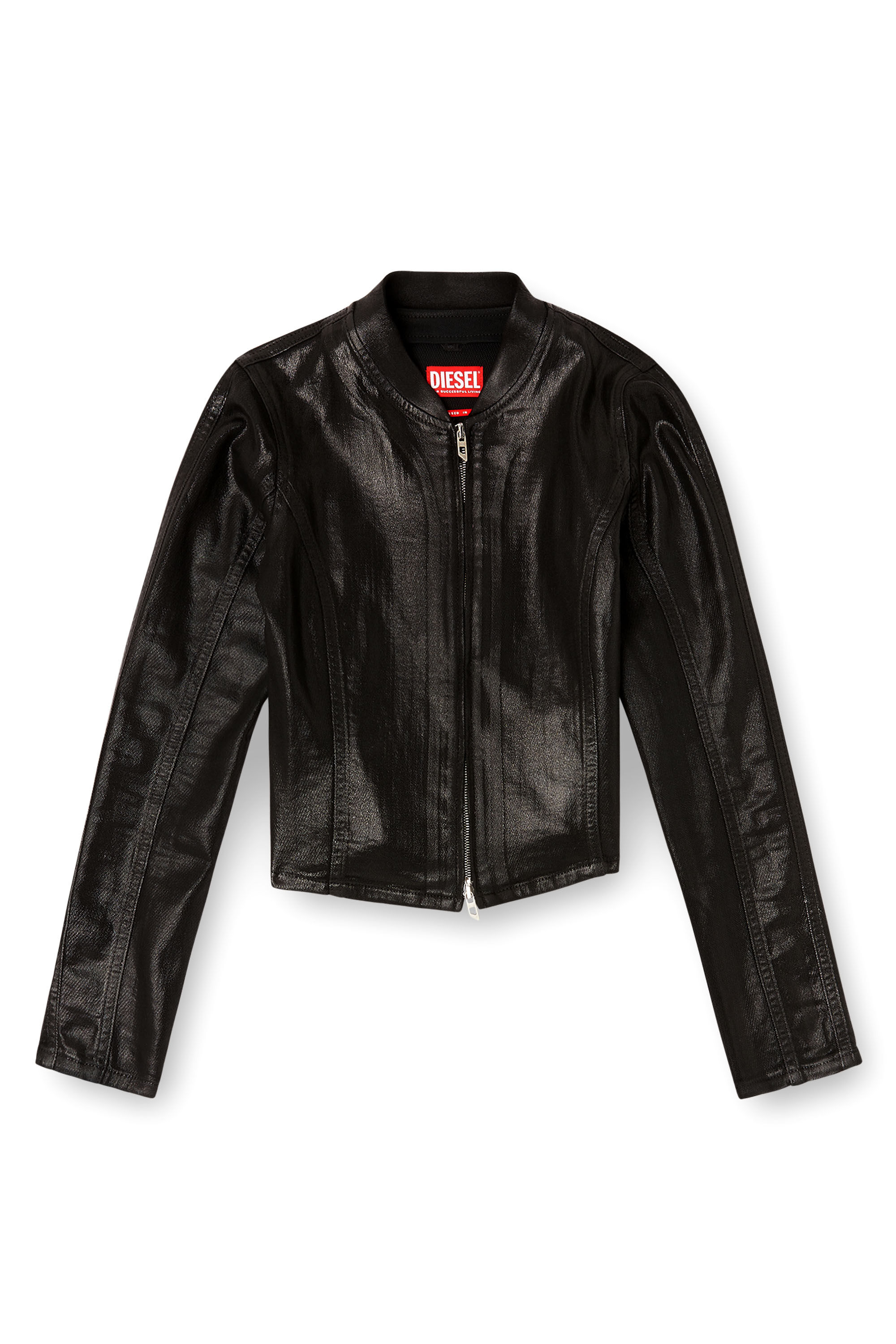 Women's Cropped jacket in shiny coated JoggJeans | Black | Diesel