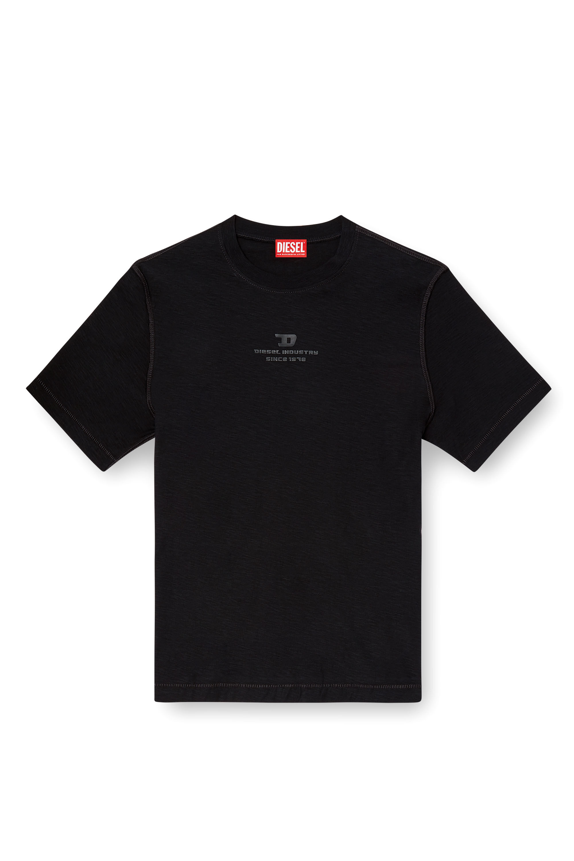 Diesel - T-ADJUST-R10, T-shirt fiammata con stampa logo in tono Uomo in Nero - 2