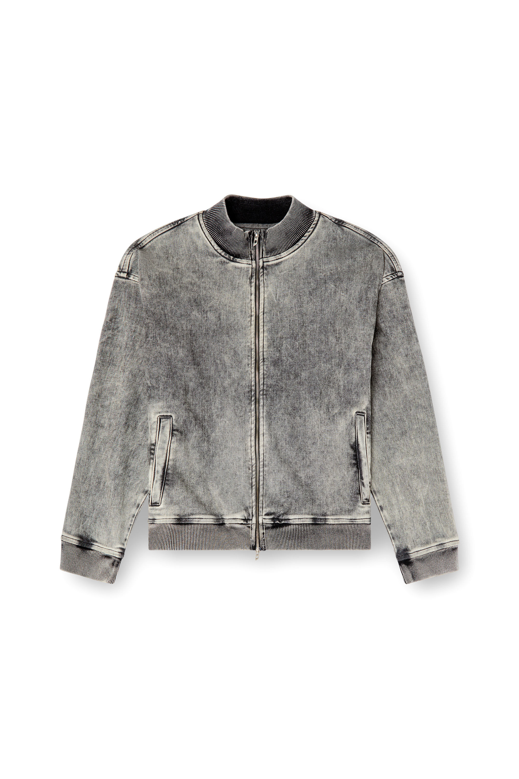 Diesel - D-CARLY-S TRACK, Felpa zip in Track Denim con Oval D Unisex in Grigio - 2