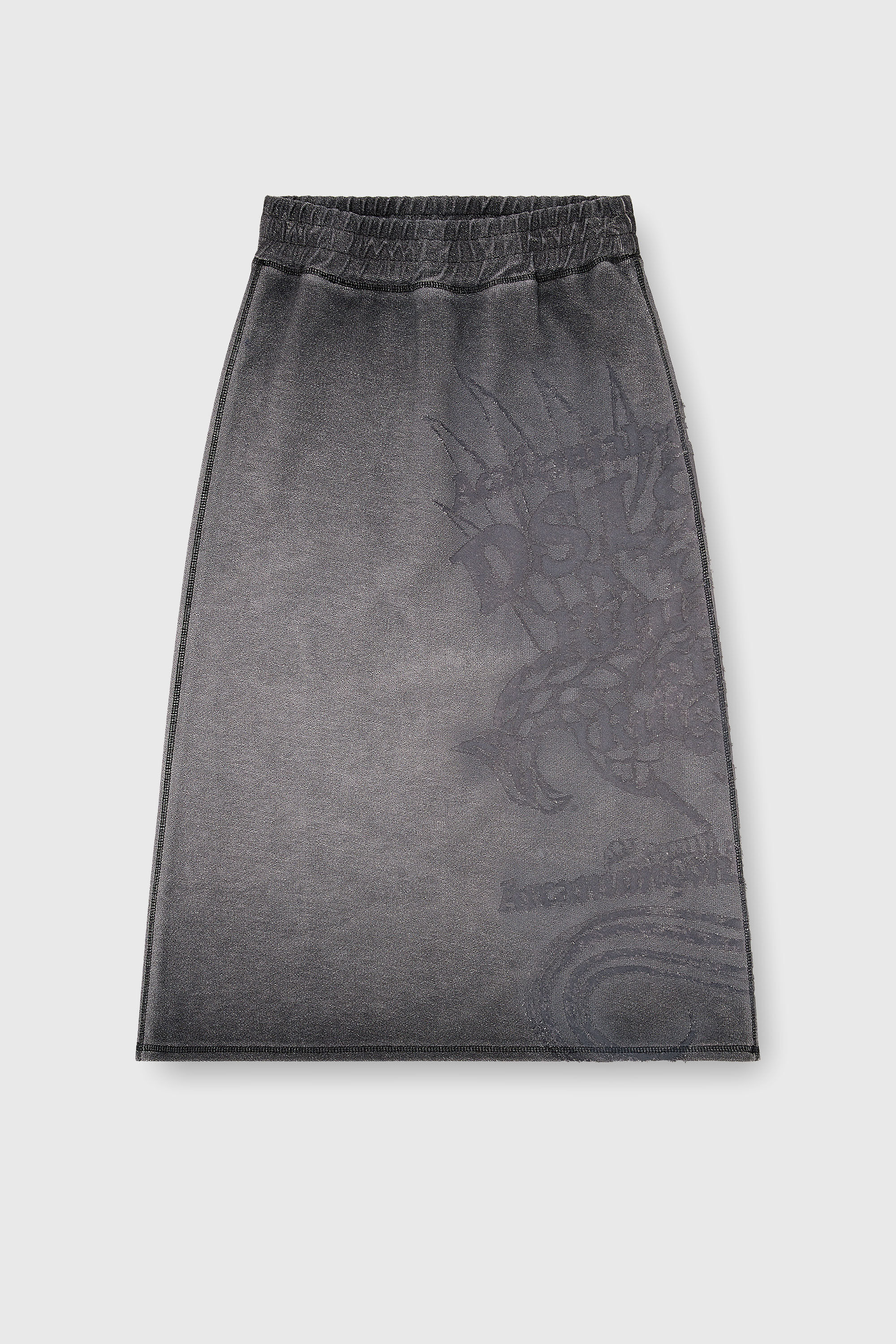 Diesel - O-BEAUTY, Gonna midi in felpa con stampa d&eacute;vor&eacute; Donna in Grigio - 2