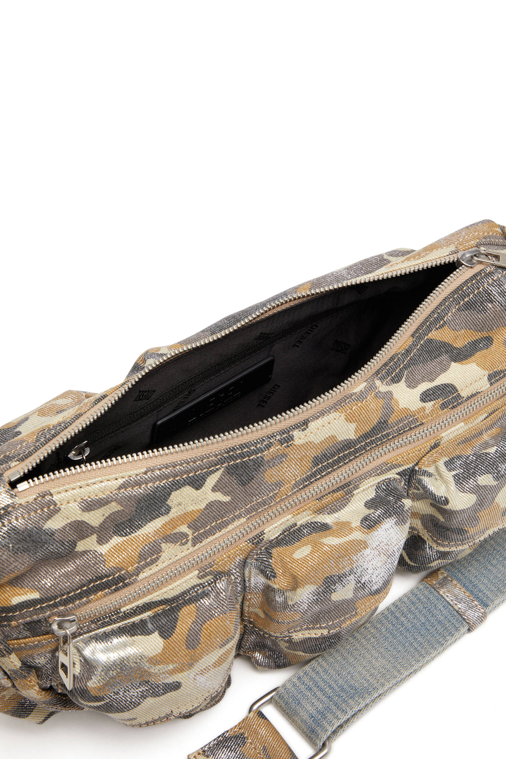 Diesel - MULTI-PKTS SHOULDER BAG X, Multi-Pkts-Borsa multipocket in twill camouflage Donna in Multicolor - 5