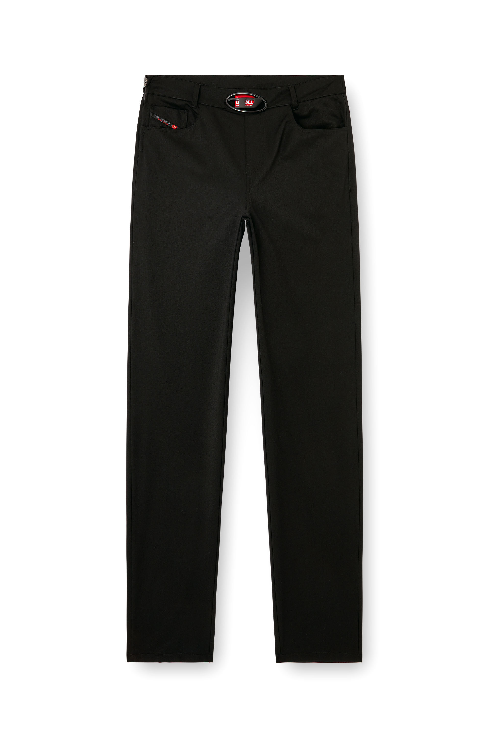 Diesel - P-DMAX, Pantaloni in misto lana con fibbia D Uomo in Nero - 2