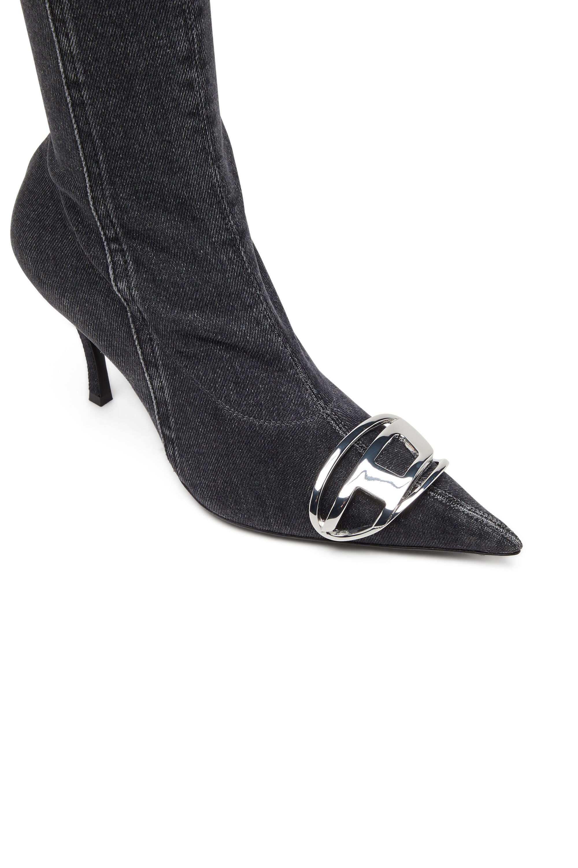 ❤︎ D-Venus-Stivale knee-high in denim stretch Donna | Nero | Diesel