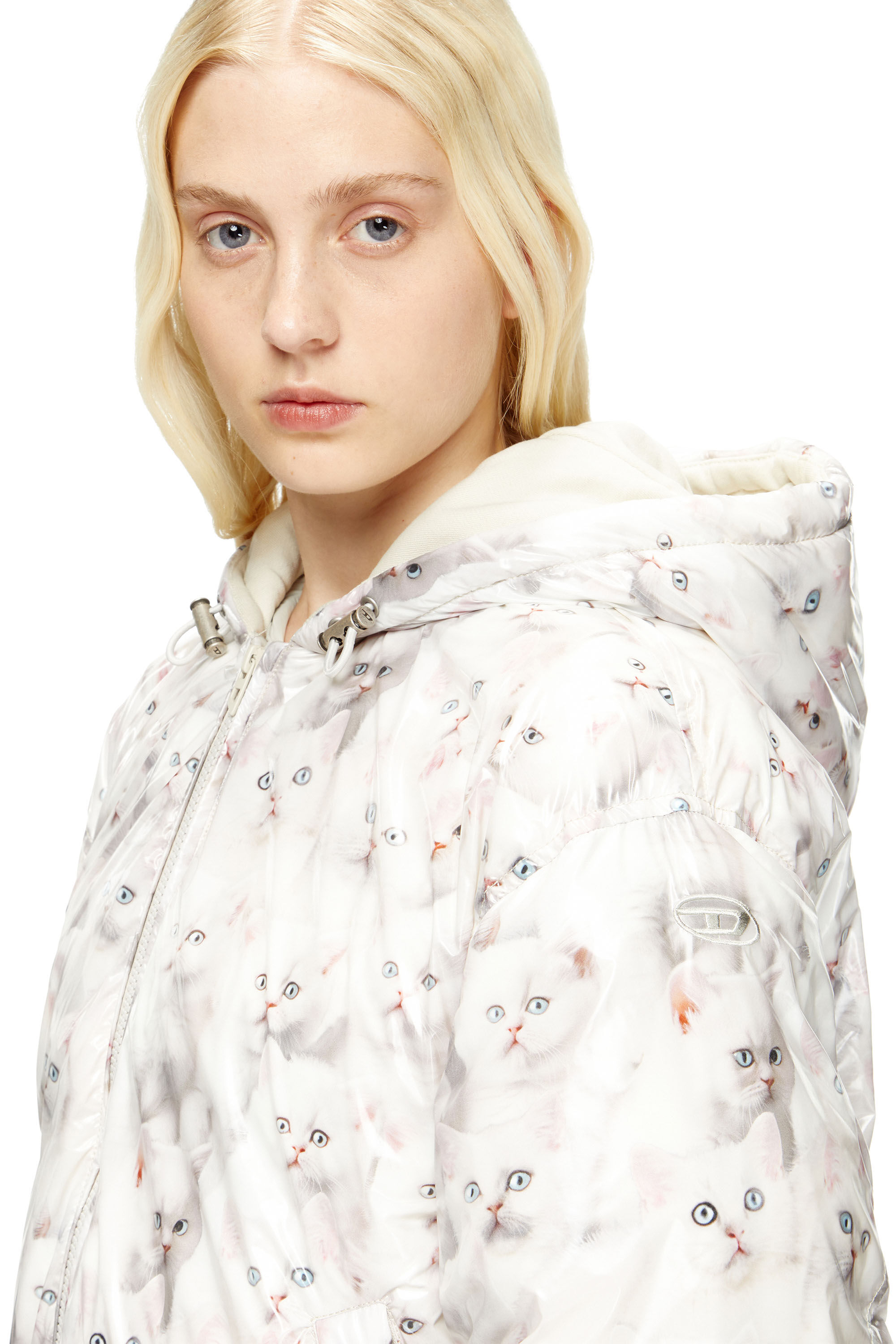 Diesel - W-INNER-R1, Giacca imbottita con gattini Donna in Bianco - 5