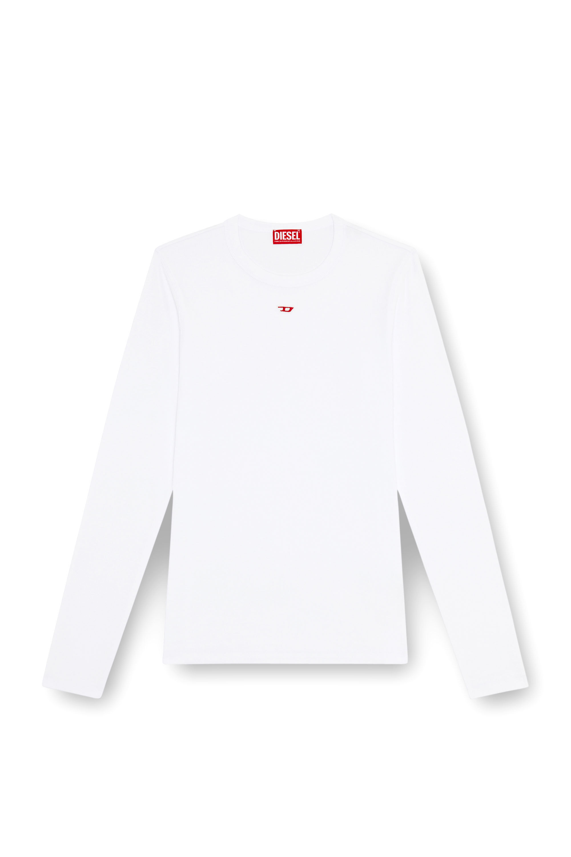 Diesel - D-RIBBER-LS-N, Maglia a maniche lunghe con logo D applicato Uomo in Bianco - 2