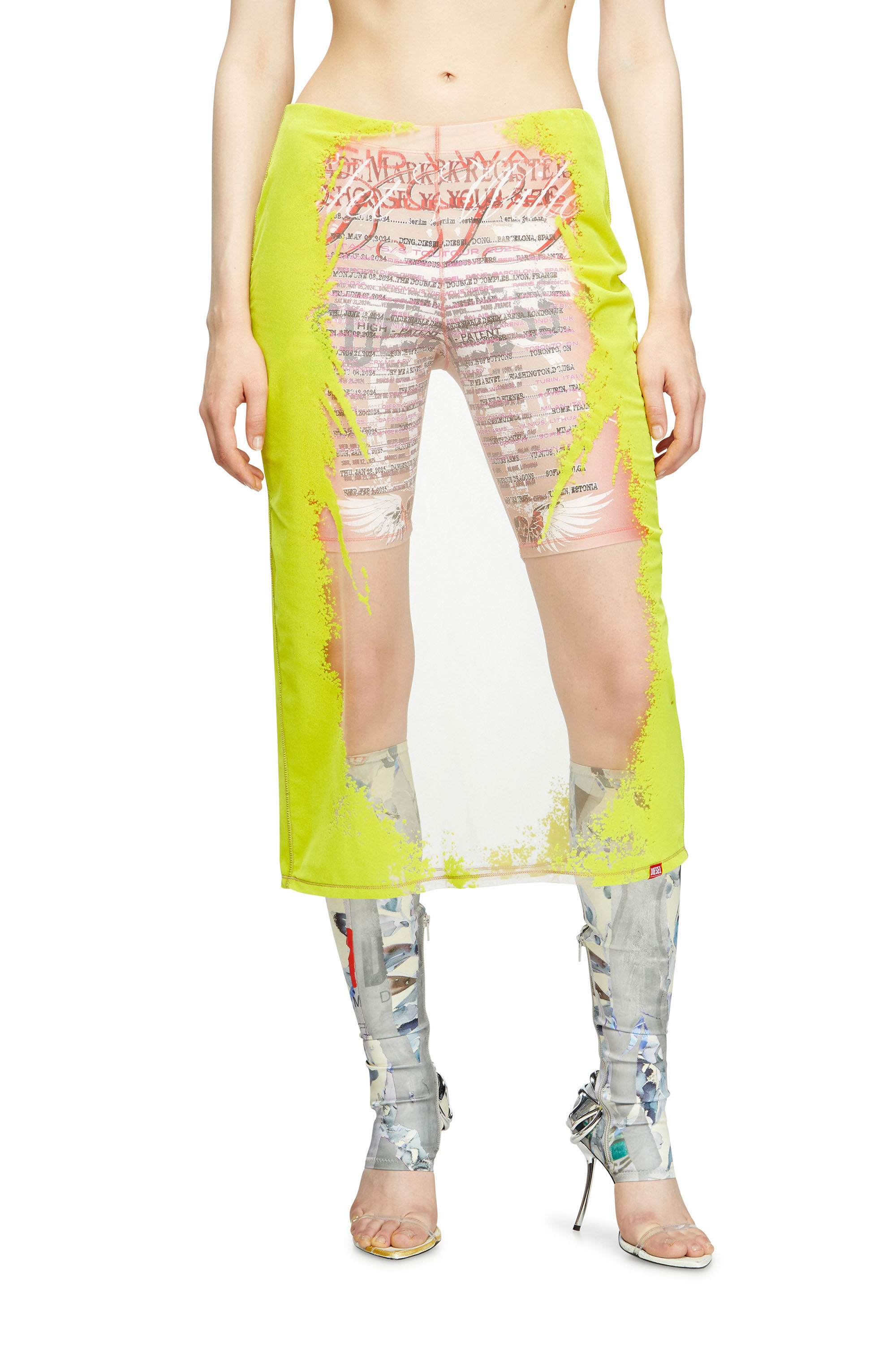Diesel - O-LYAC, Gonna midi a strati con stampa DJ Donna in Multicolor - 3
