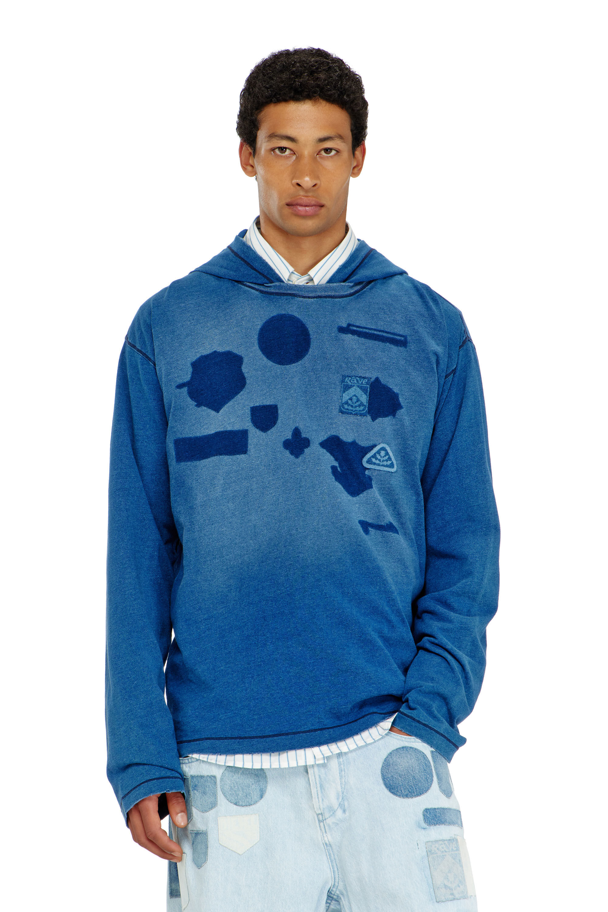 Diesel - T-NOX-LS-HOOD, T-shirt a manica lunga con cappuccio e patch effetto ombra Uomo in ToBeDefined - 2