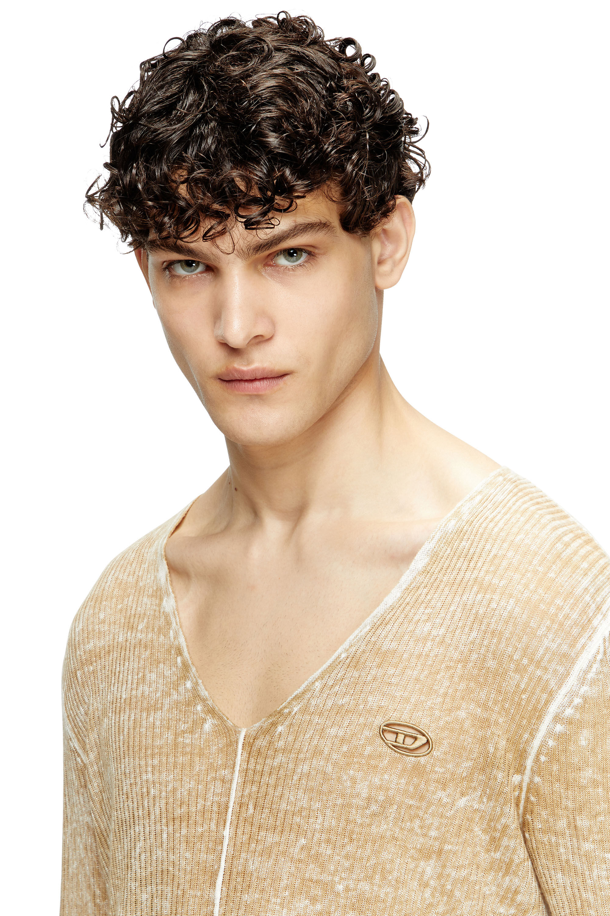 Diesel - K-ROBBEL, Maglia con stampa inside-out Uomo in Beige - 5