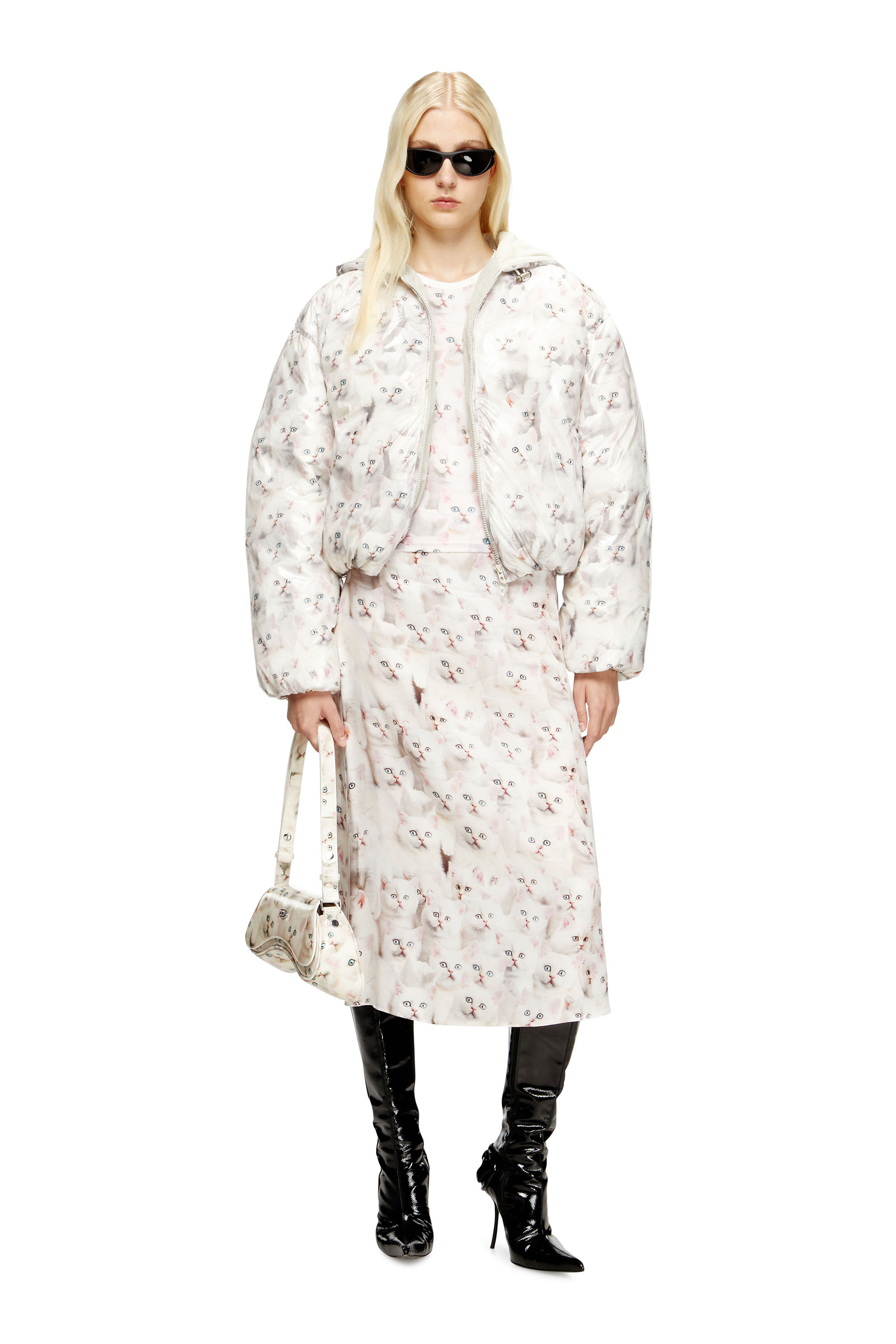 Diesel - W-INNER-R1, Giacca imbottita con gattini Donna in Bianco - 1