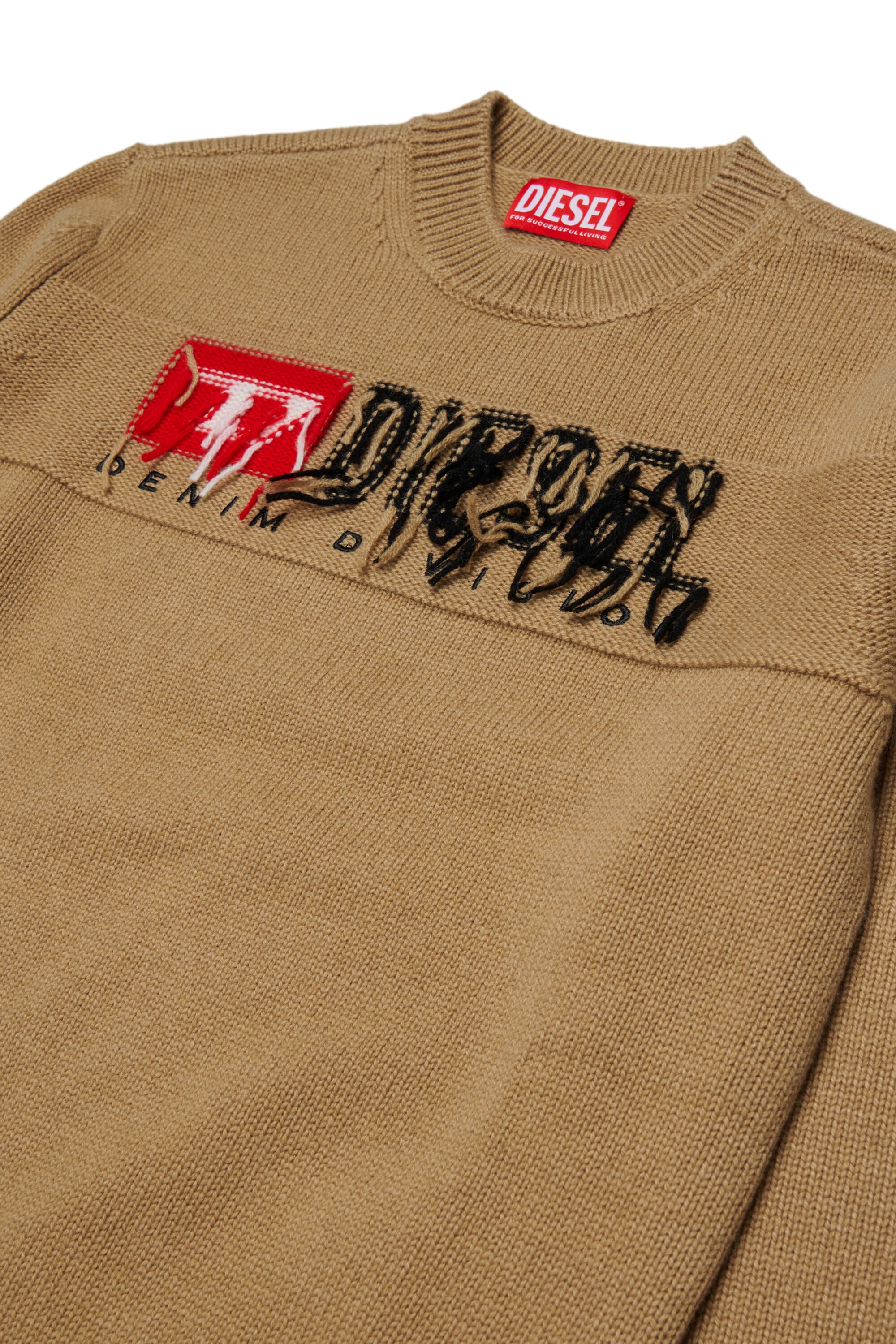 Diesel - KONZI OVER, Maglia in cachemire con logo destroyed Uomo in Marrone - 3