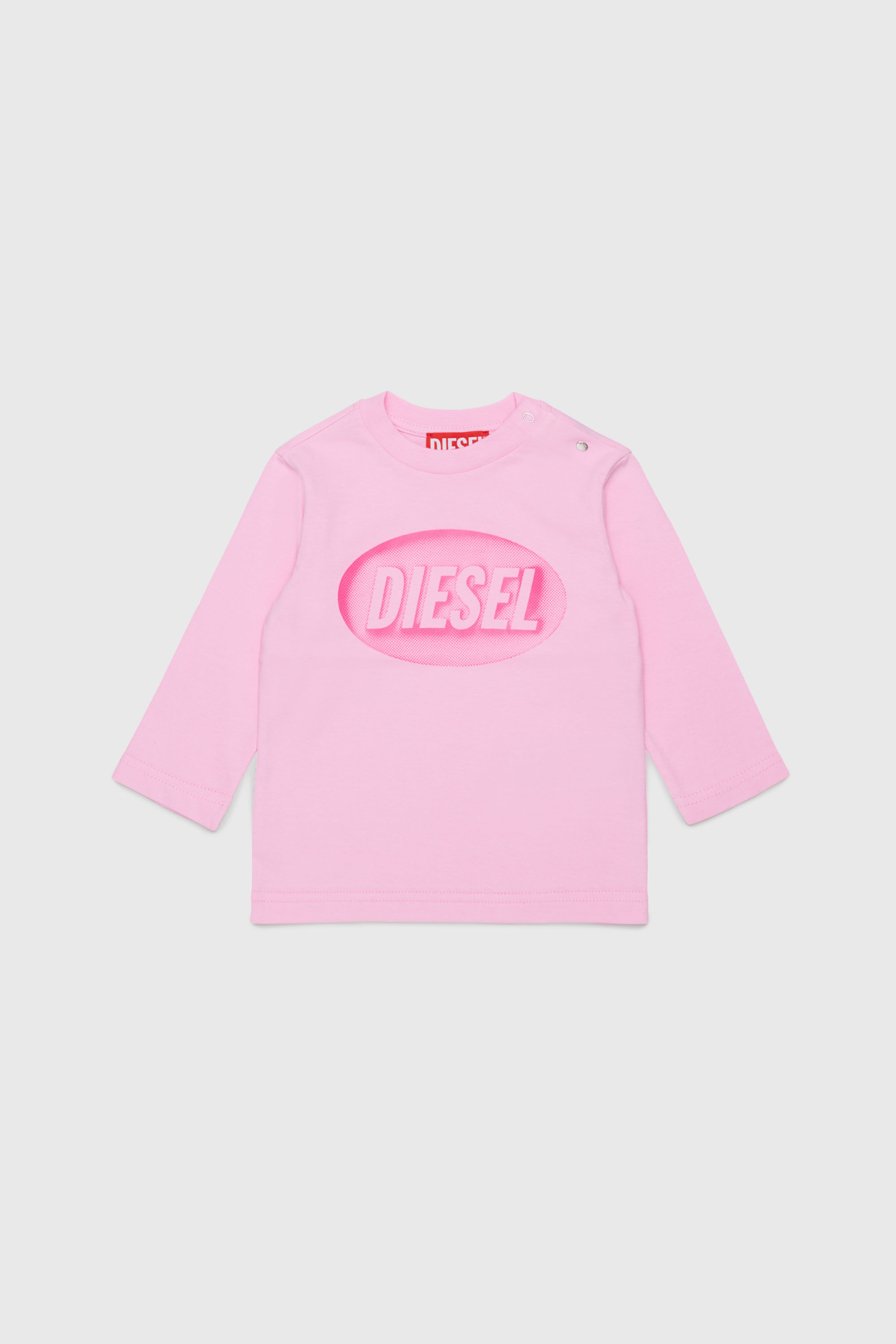 Diesel - TELMB, T-shirt in cotone con stampa logo Uomo in Rosa - 1