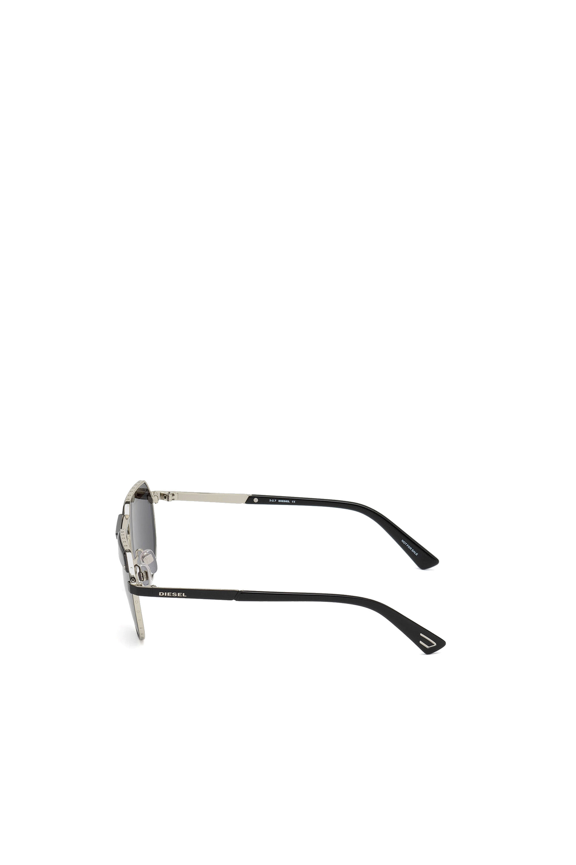 Diesel - DL0260, Occhiali esagonali con ponte effetto puntinato Unisex in Nero - 4