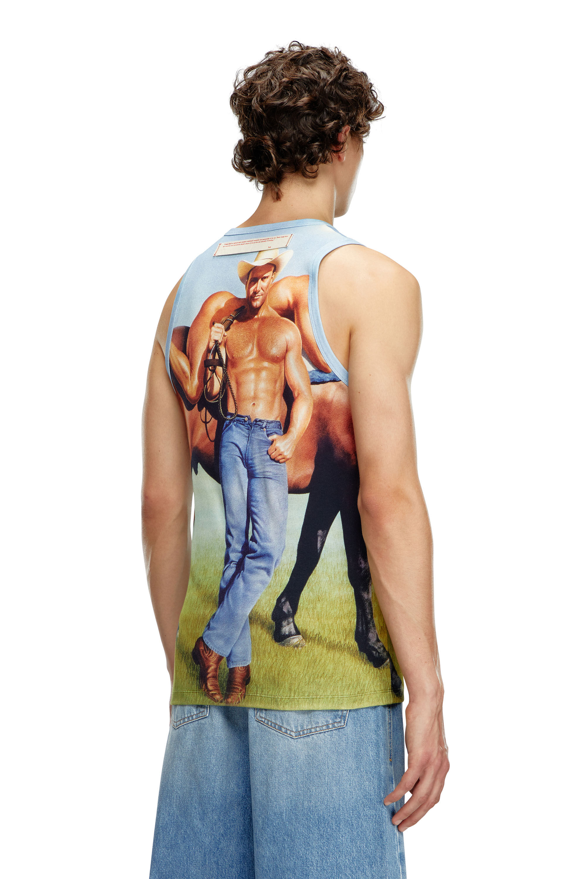 Diesel - PR-T-LIFTY-TANK, T-shirt smanicata con stampa all-over Unisex in Blu - 4