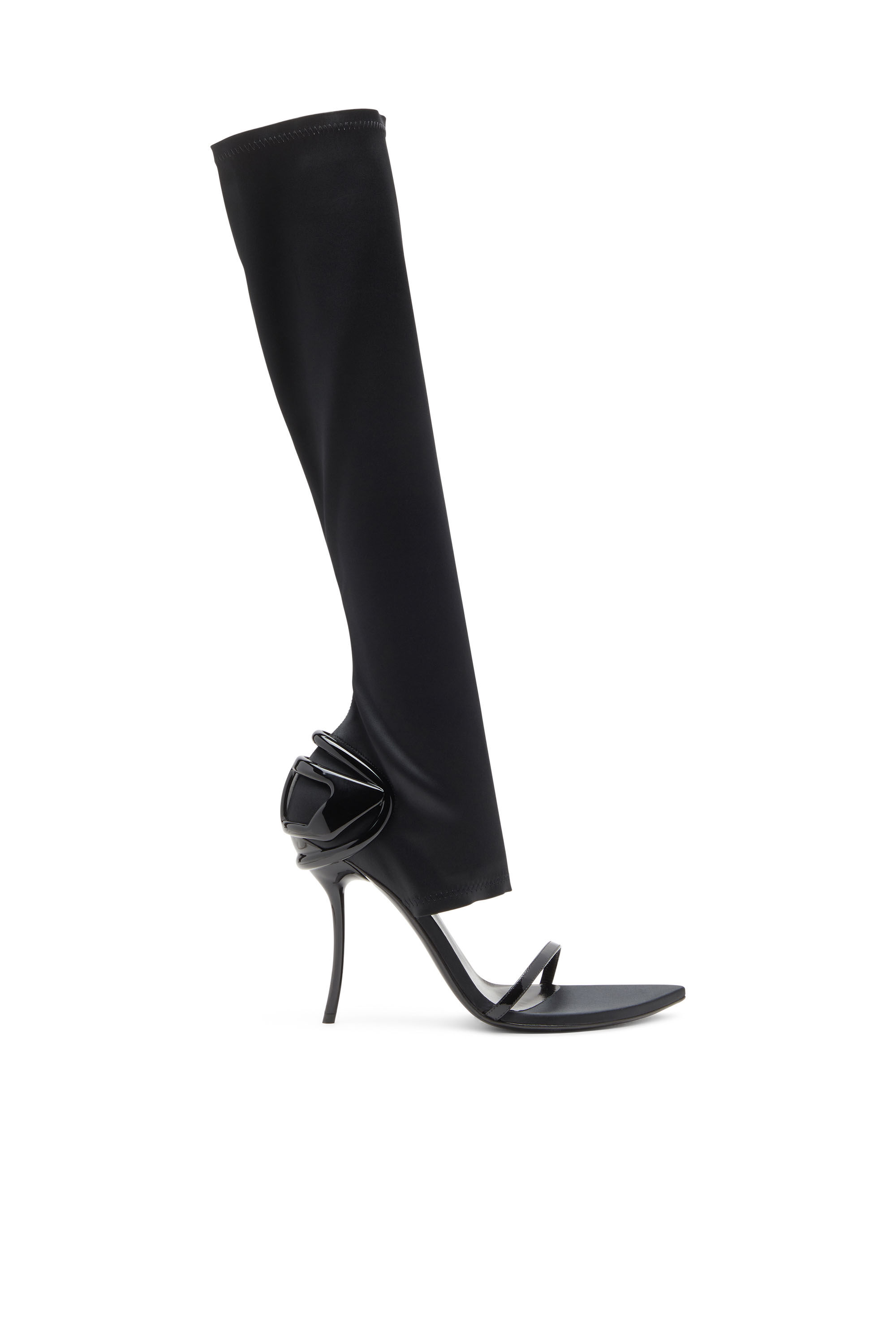 Diesel - D-TEN&HALF SDL KB, D-Ten&Half-Sandalo knee-boot in raso stretch Donna in Nero - 1