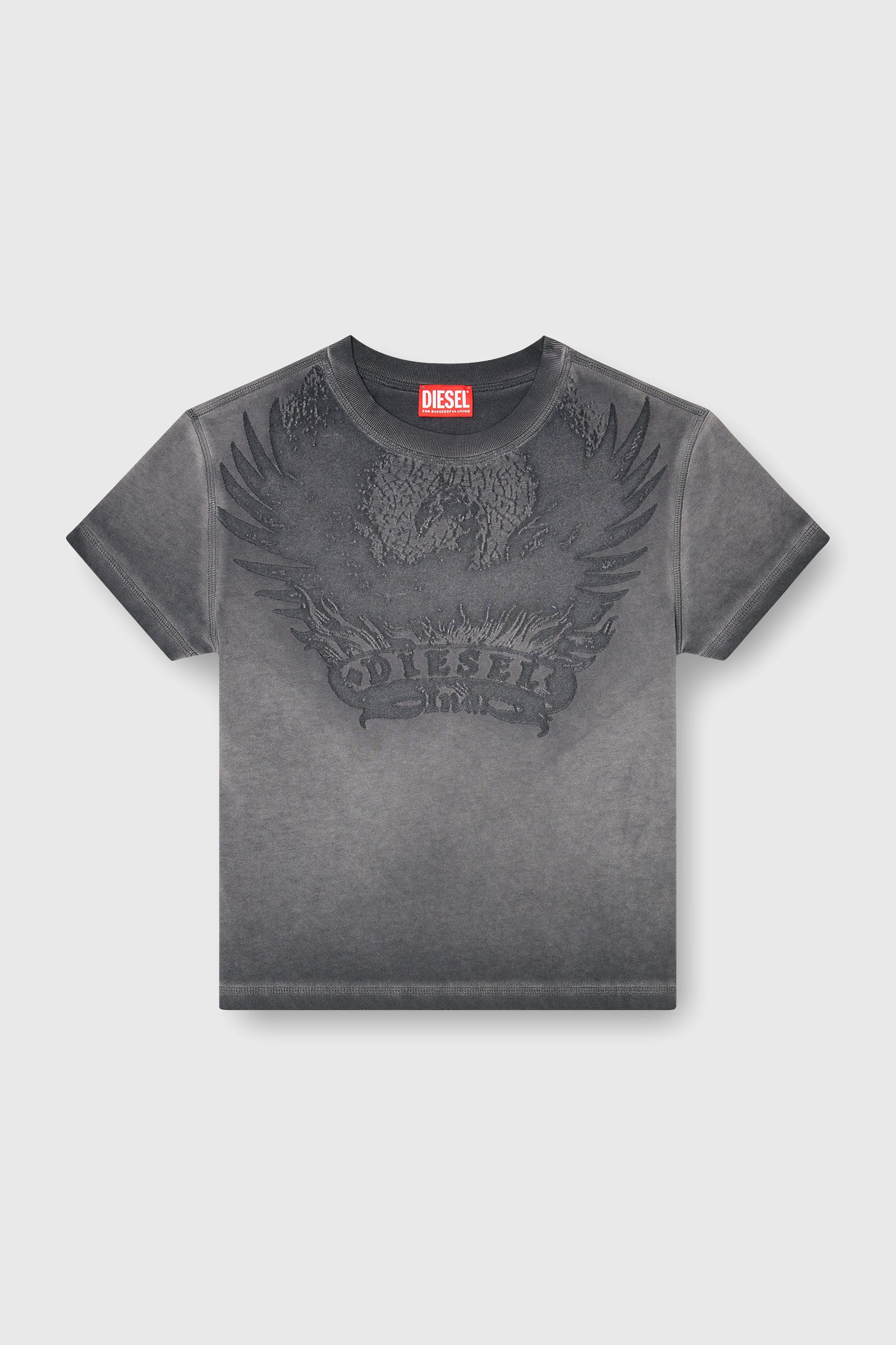 Diesel - T-ILA-AA7, Woman's Slim T-shirt with d&eacute;vor&eacute; Phoenix in Dark grey - 2