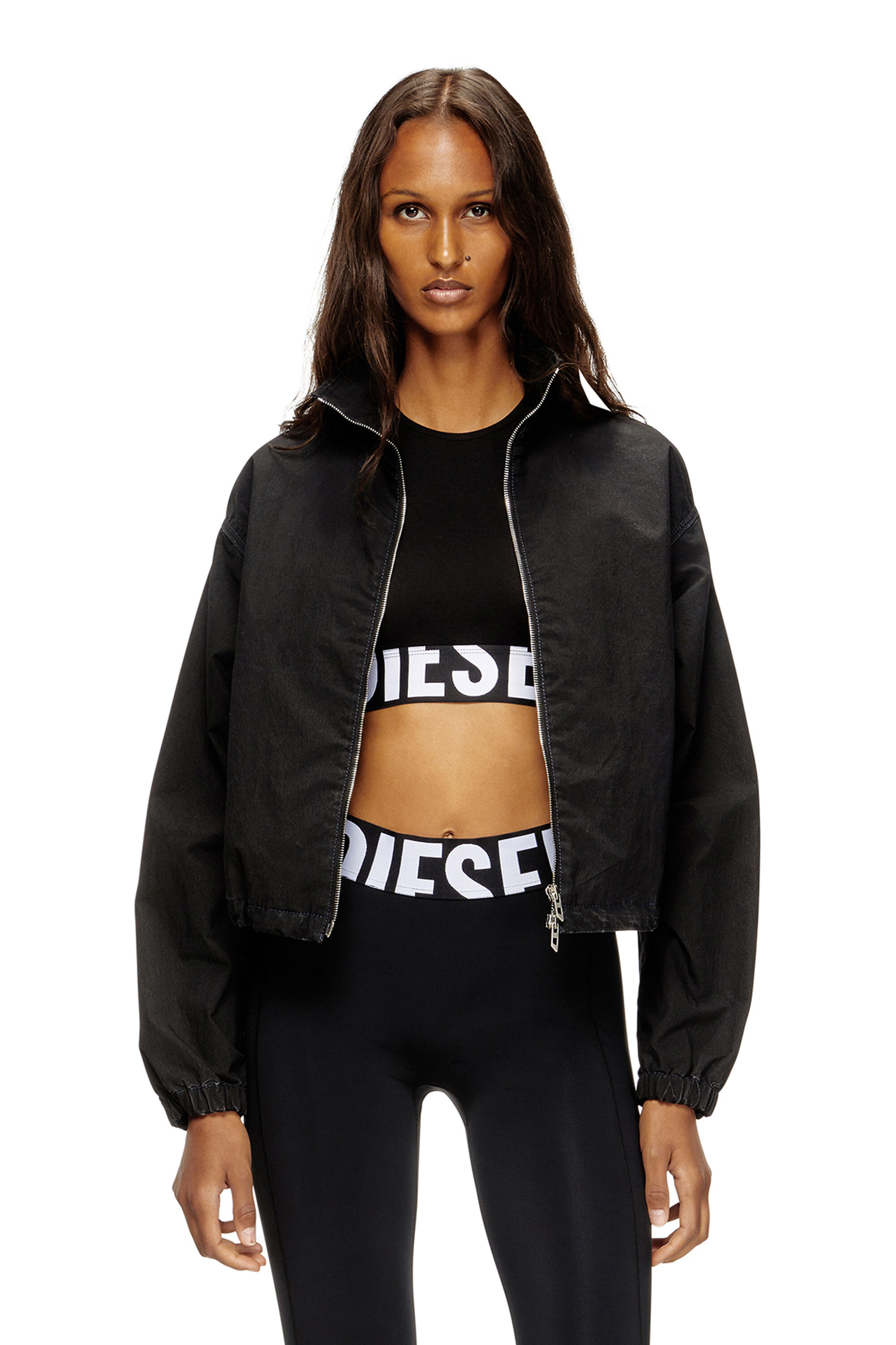 Diesel - ADA-D-POP, Crop top con logo tagliato Donna in Nero - 5