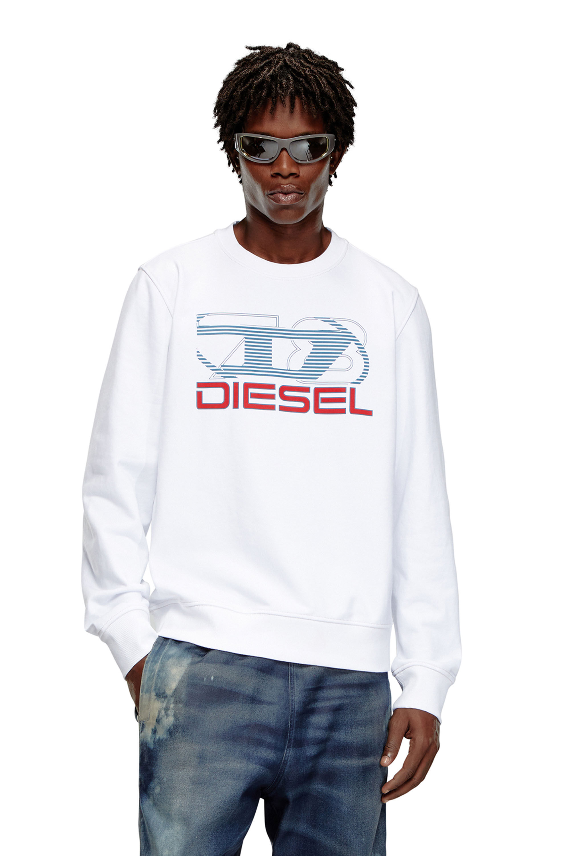 Diesel - S-GINN-K43, Man Sweatshirt with logo print in White - Image 3