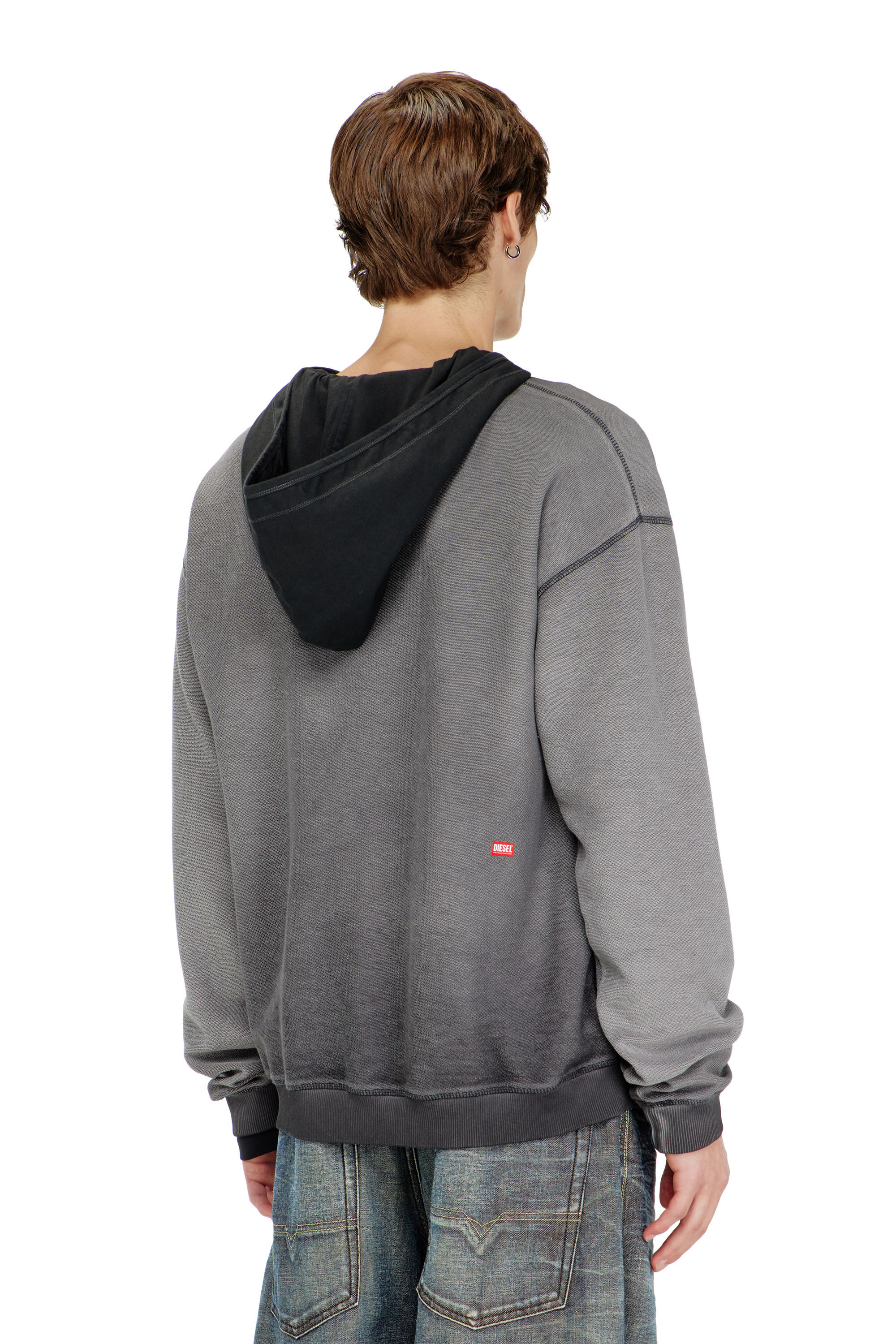 Diesel - S-ARON-RAW, Man's Sweatshirt with d&eacute;vor&eacute; print in Dark grey - 4
