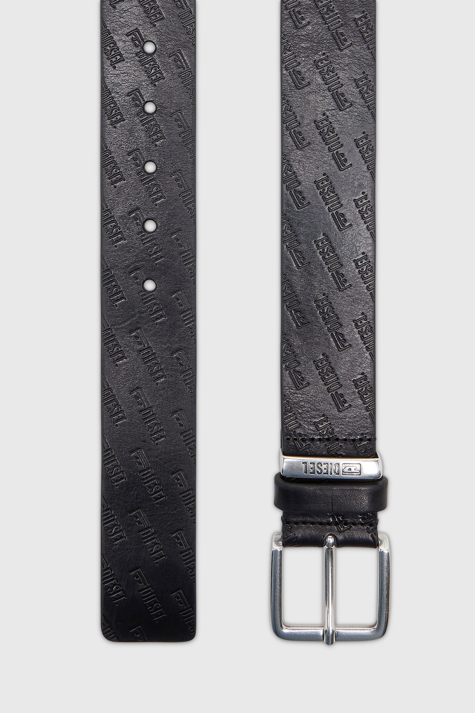 Diesel - B-MONOGRAM DSL, Man's 4 cm leather belt with all-over embossed Diesel logo in Black - 2